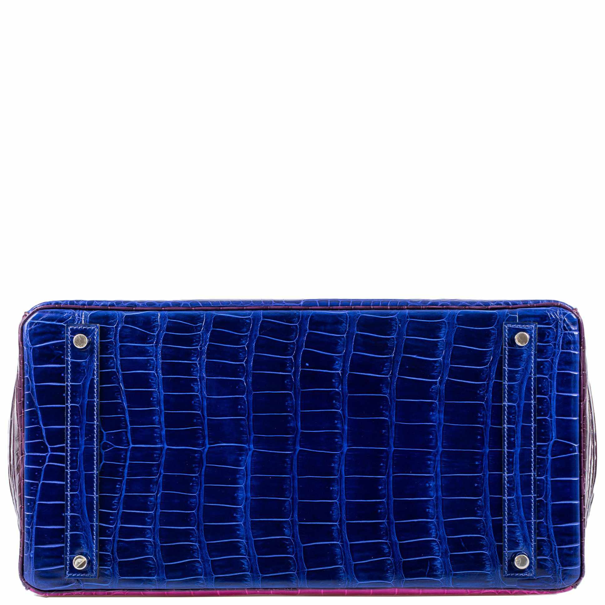 Hermès Birkin 40 Blue Electric, Rose Scheherazade, and Cassis Shiny Porosus Crocodile Palladium Hardware
