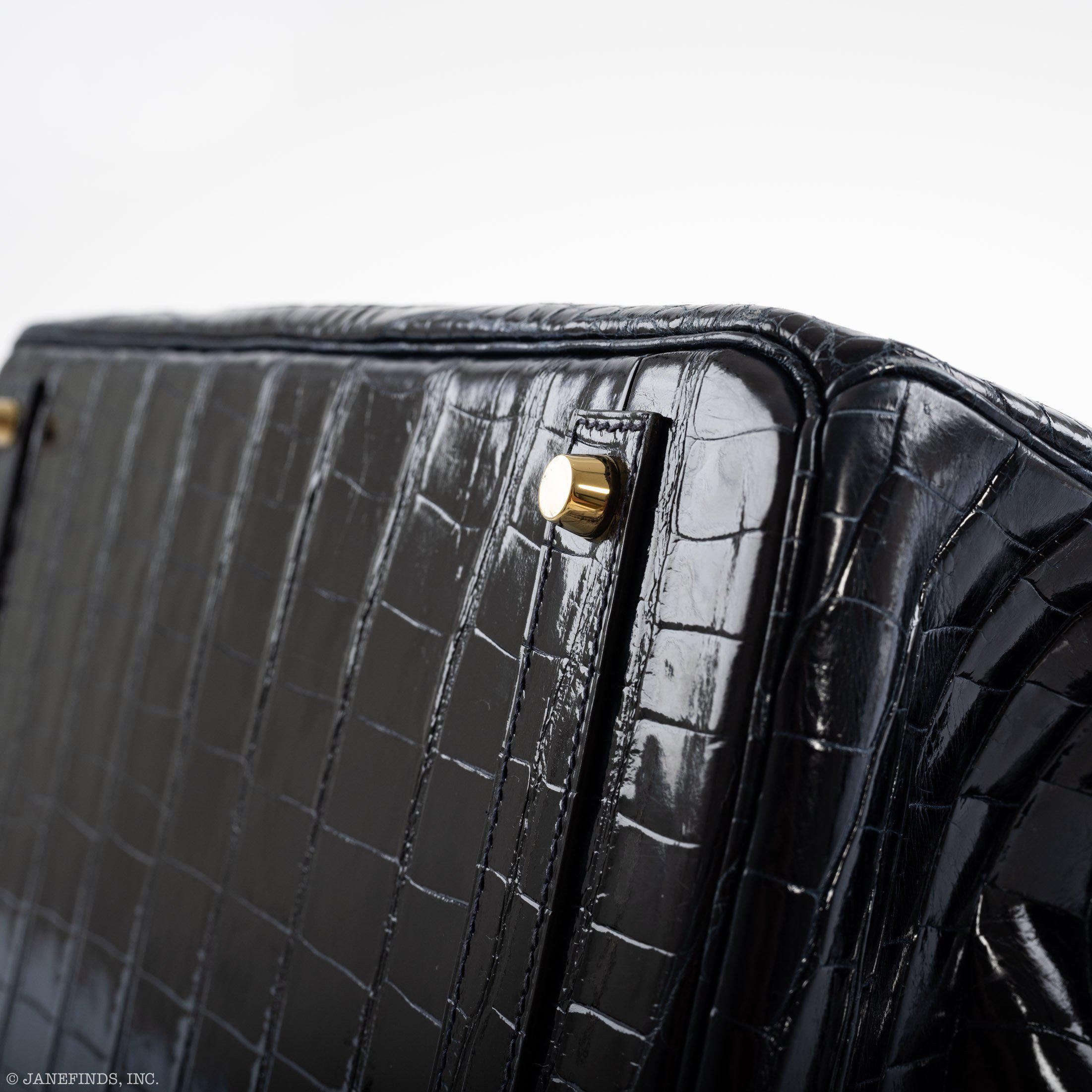 Hermès Birkin 40 Blue Nuit Porosus Crocodile Gold Hardware