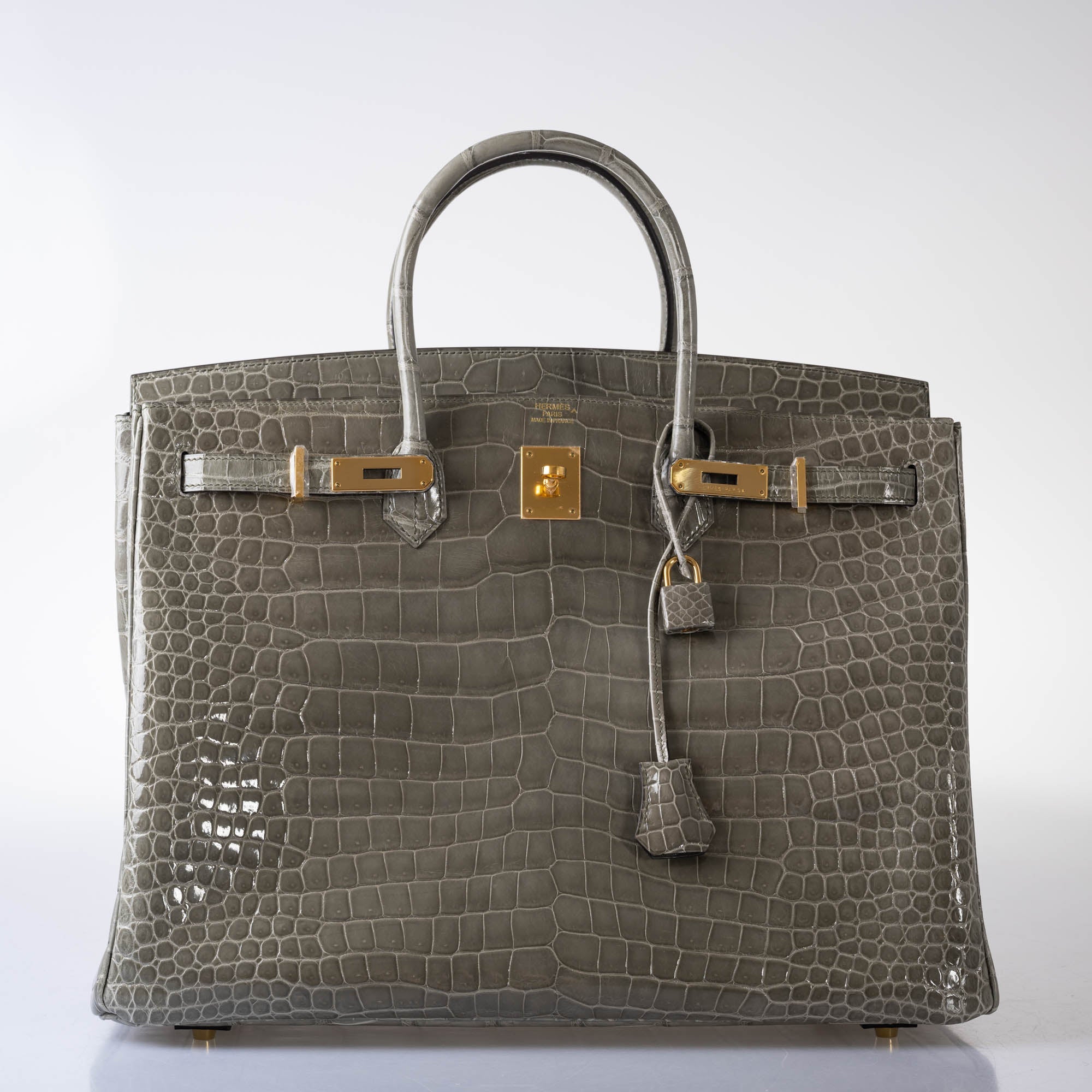 Hermès Birkin 40 Gris Tourterelle Shiny Porosus Crocodile Gold Hardware