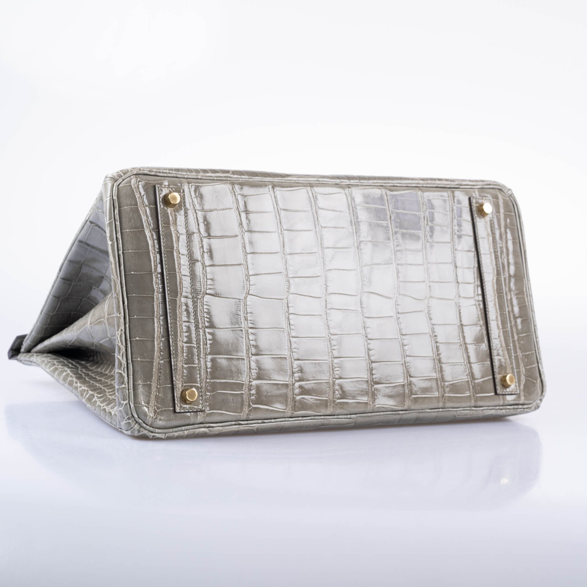 Hermès Birkin 40 Gris Tourterelle Shiny Porosus Crocodile Gold Hardware