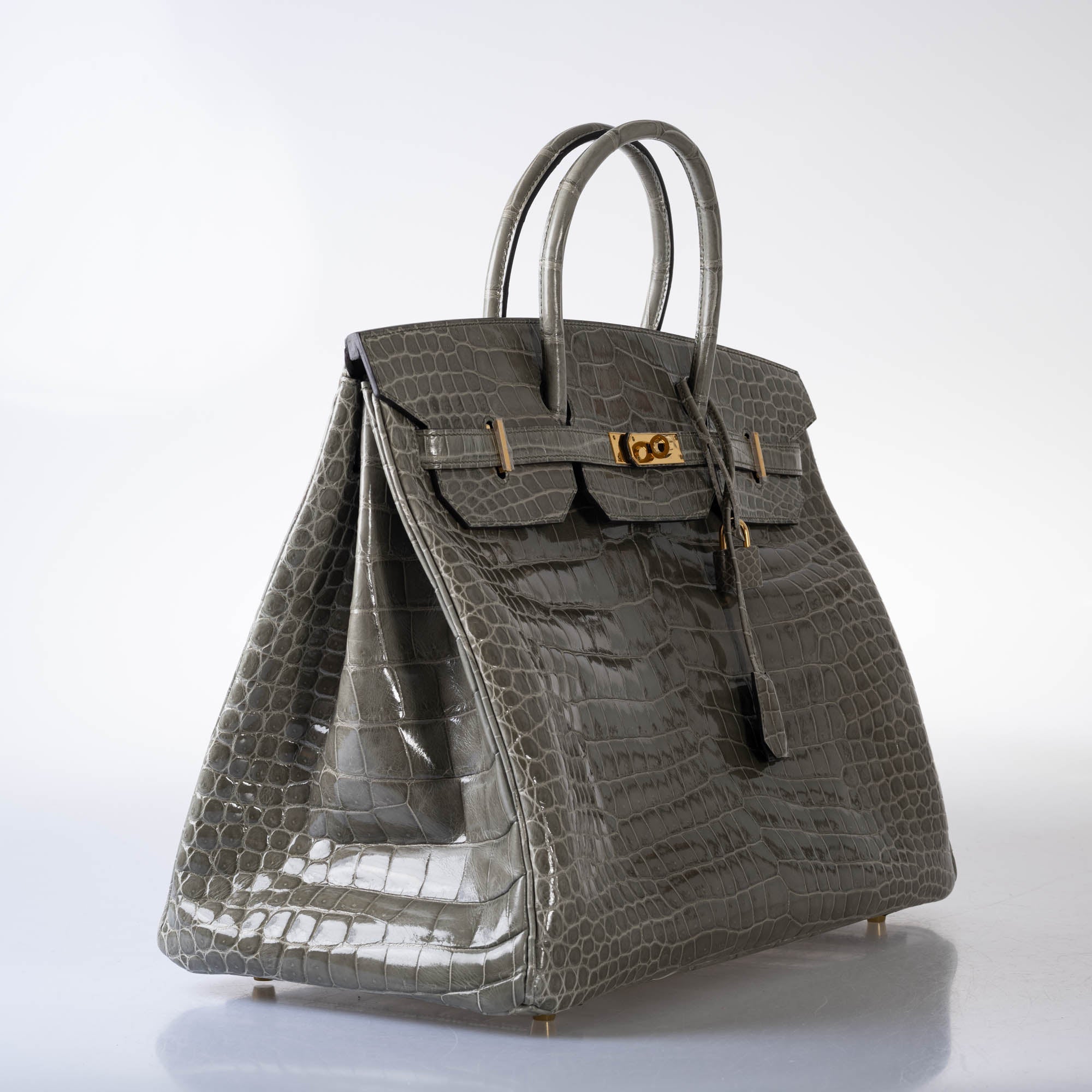 Hermès Birkin 40 Gris Tourterelle Shiny Porosus Crocodile Gold Hardware