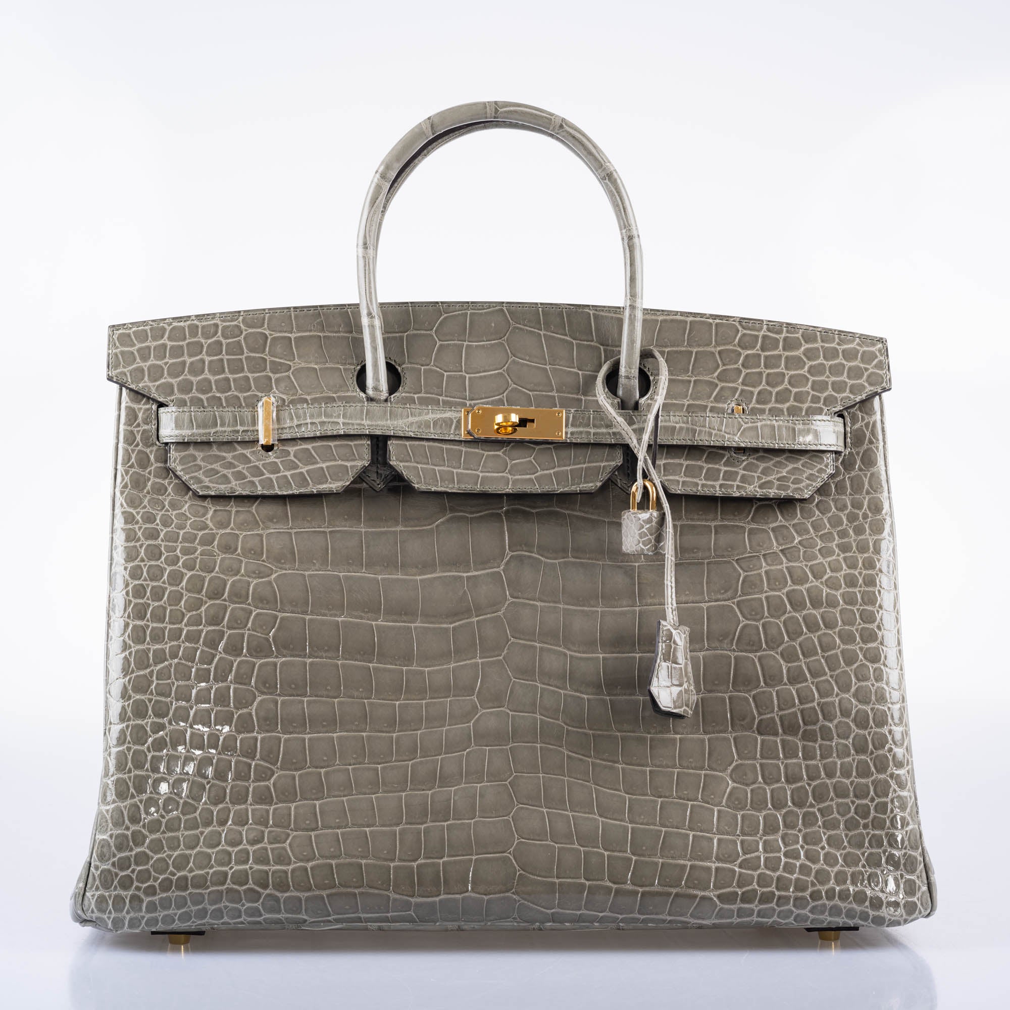 Hermès Birkin 40 Gris Tourterelle Shiny Porosus Crocodile Gold Hardware