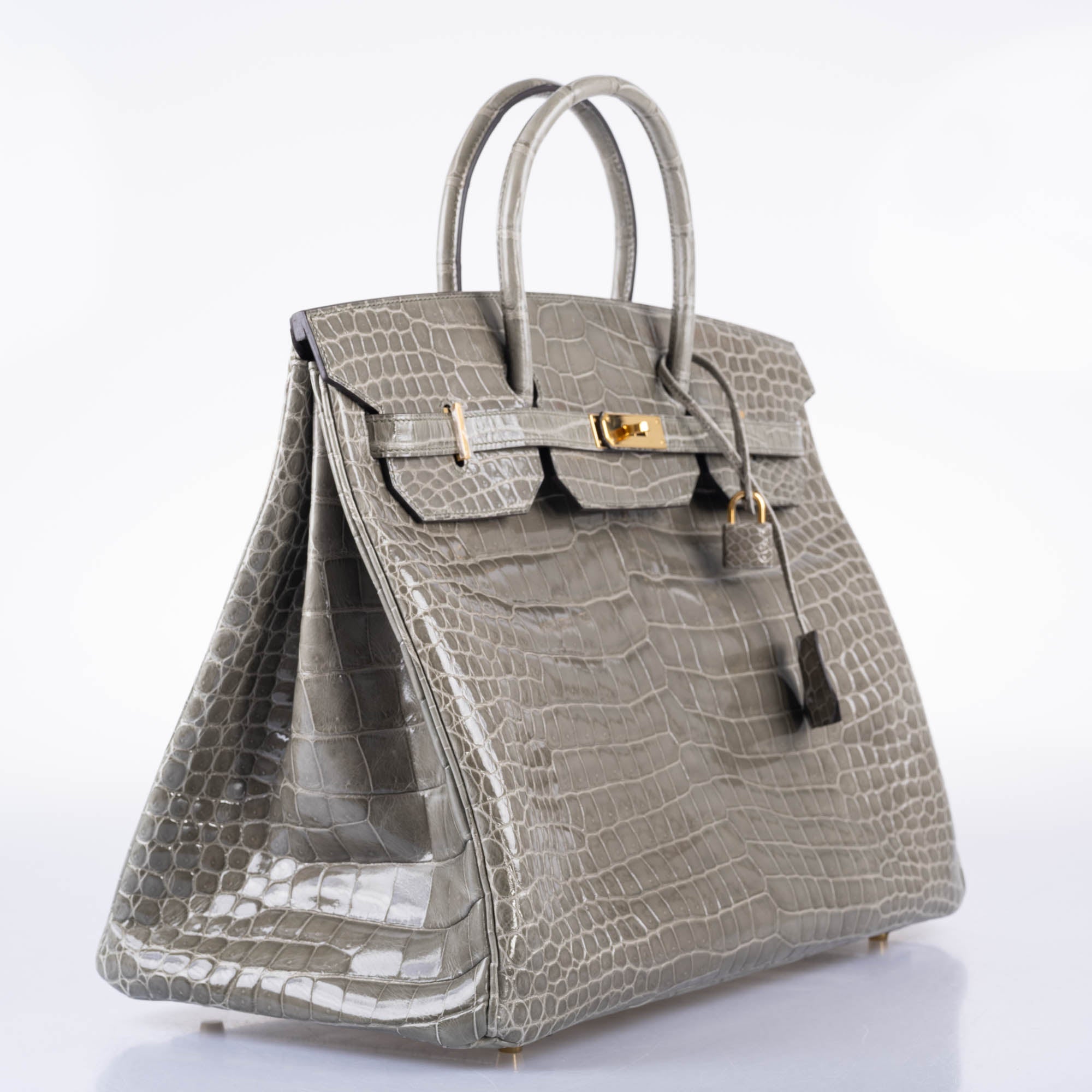 Hermès Birkin 40 Gris Tourterelle Shiny Porosus Crocodile Gold Hardware