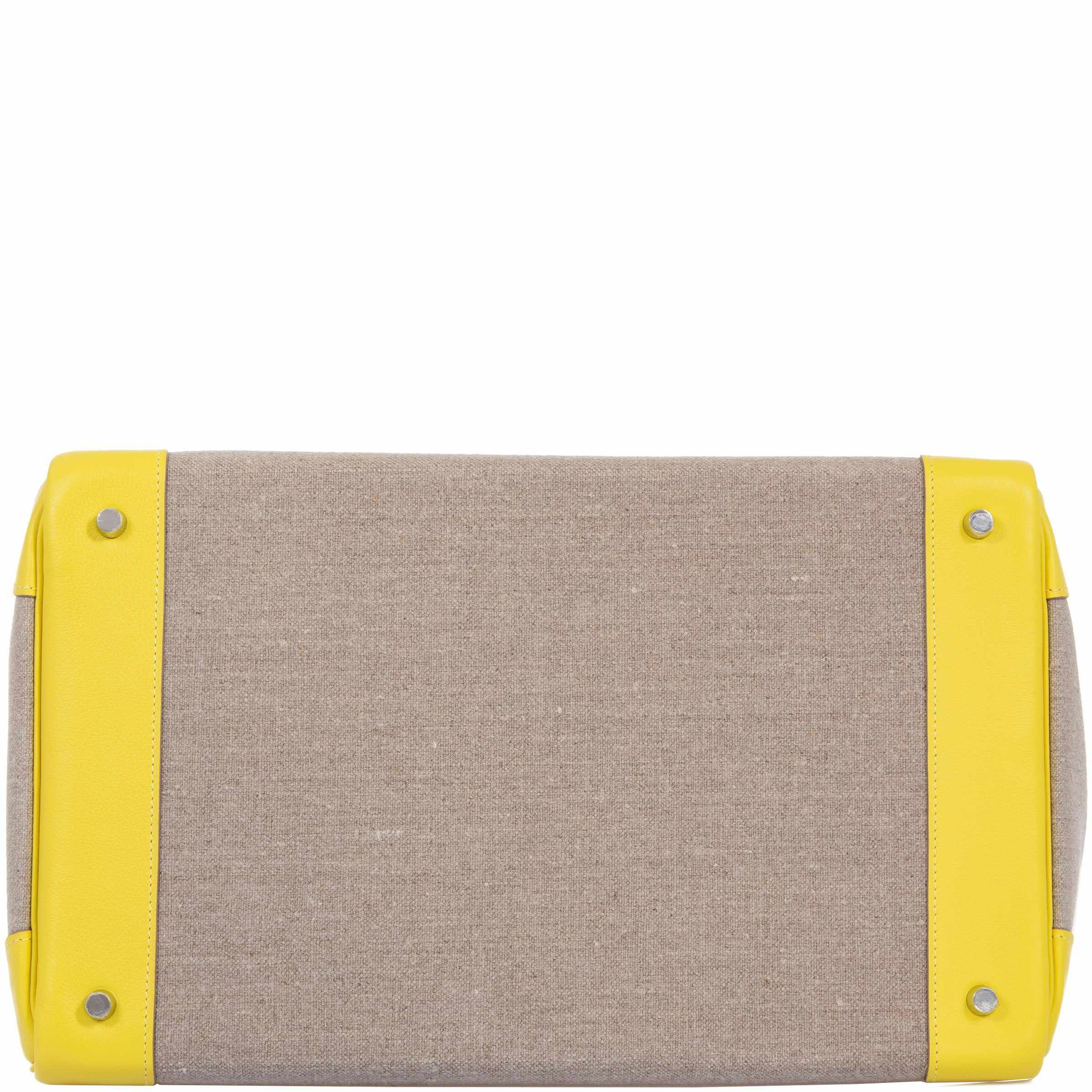 Hermès Birkin 40 HAC Lime & Ficelle Evercolor Toile De Camp Palladium Hardware