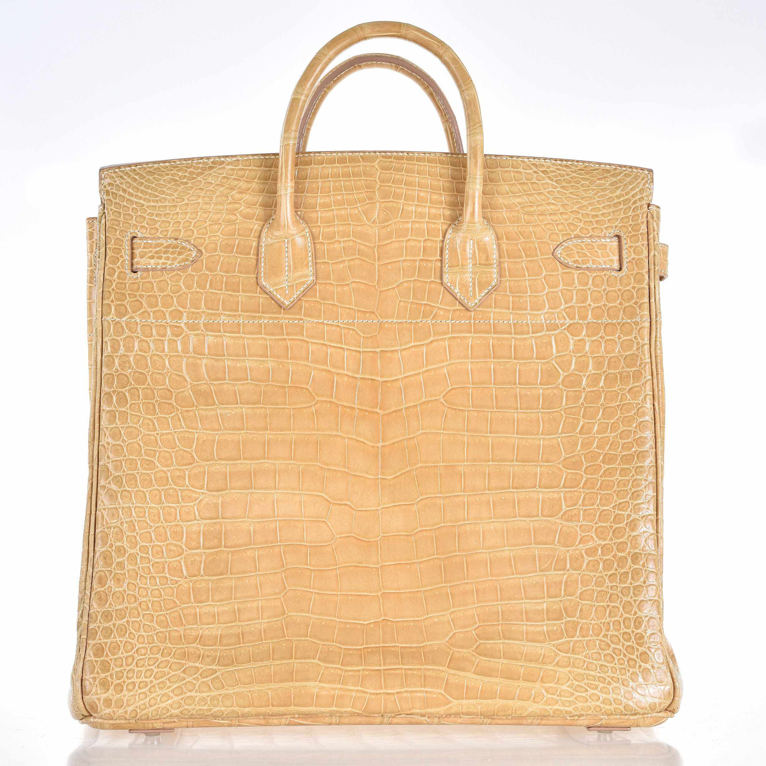 Hermès Birkin 40 HAC Poussiere Porosus Crocodile Beige Palladium Hardware