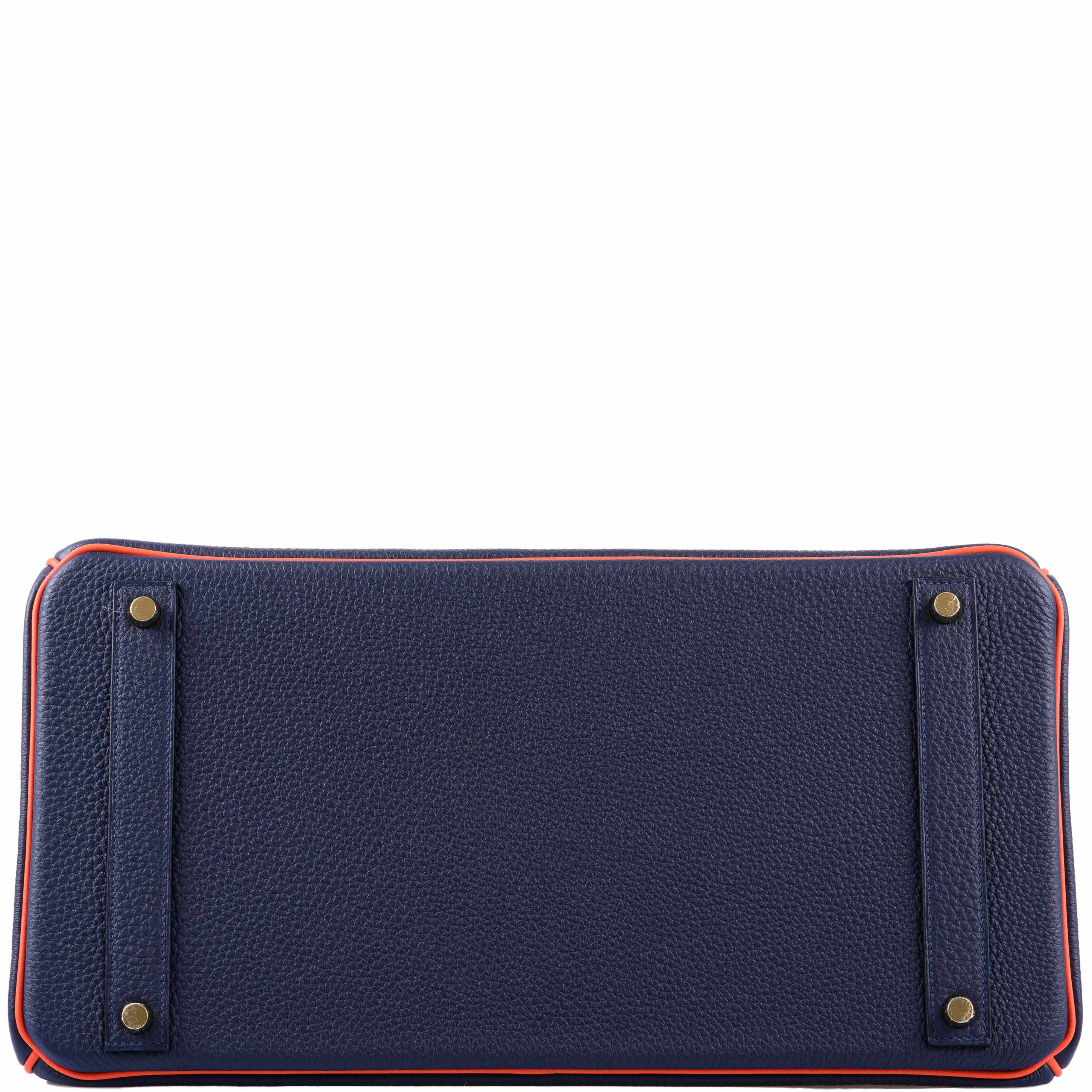 Hermès Birkin 40 HSS Bleu Nuit Togo and Orange Poppy Chèvre Brushed Gold Hardware
