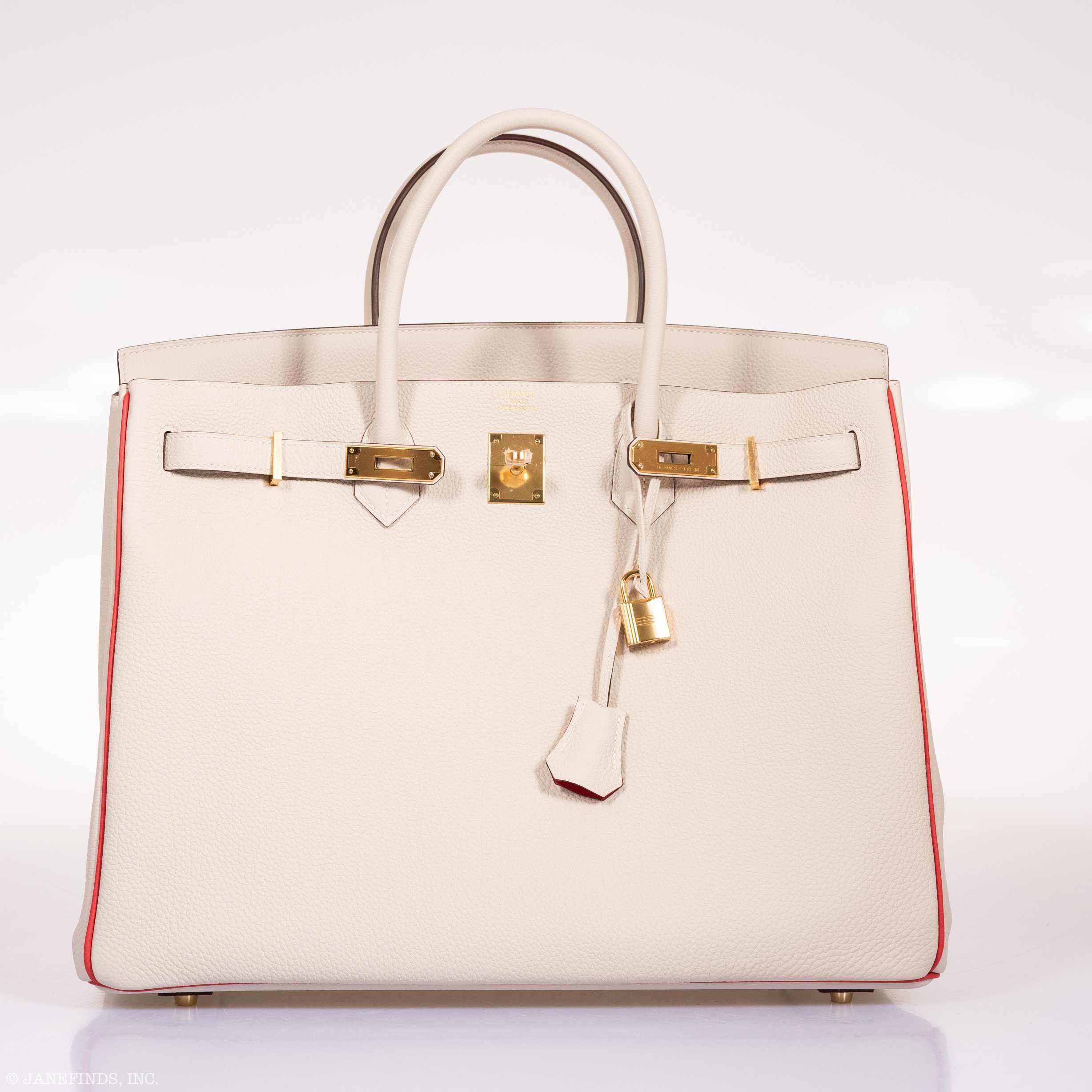 Hermès Birkin 40 HSS Craie And Vermillion Red Togo Gold Hardware