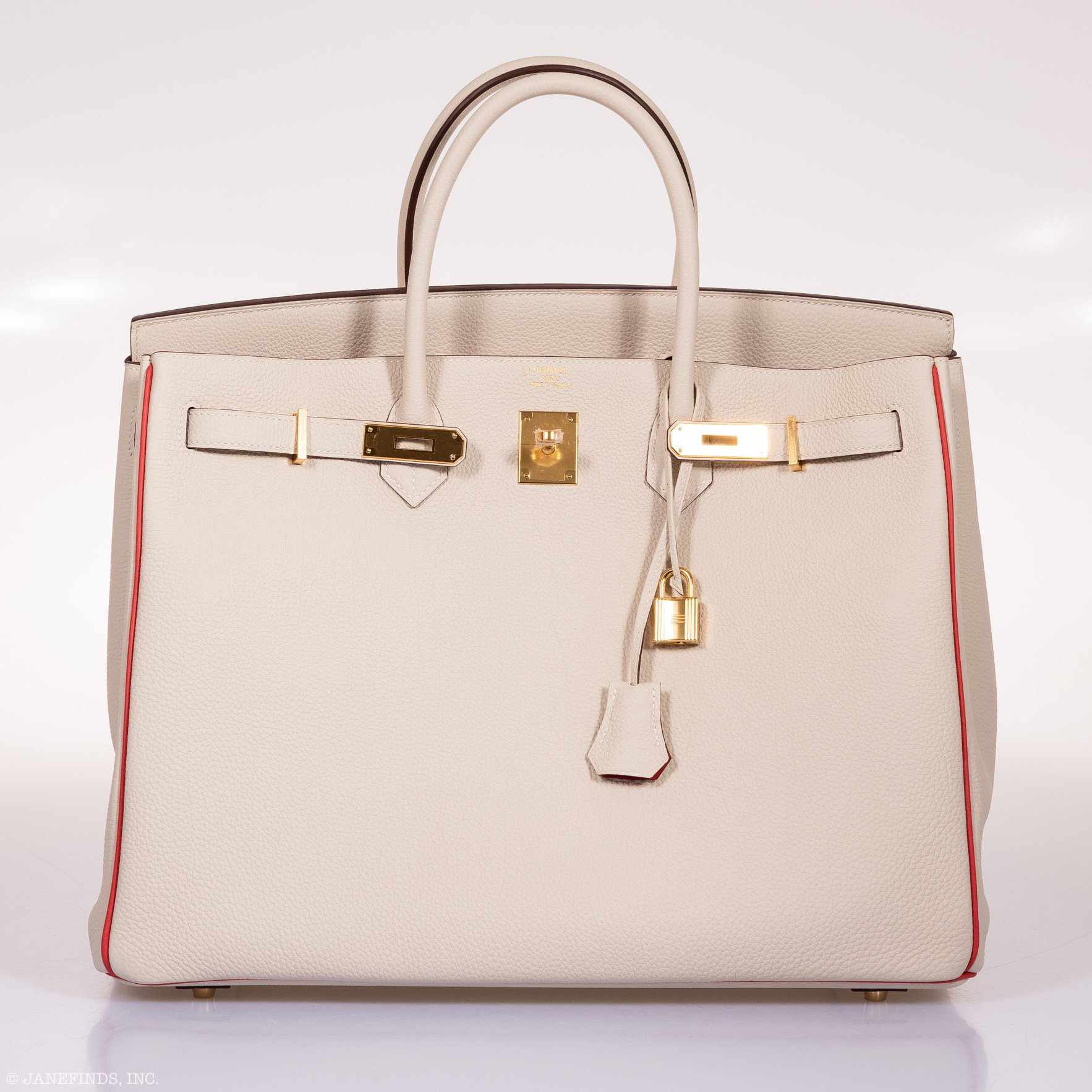 Hermès Birkin 40 HSS Craie And Vermillion Red Togo Gold Hardware