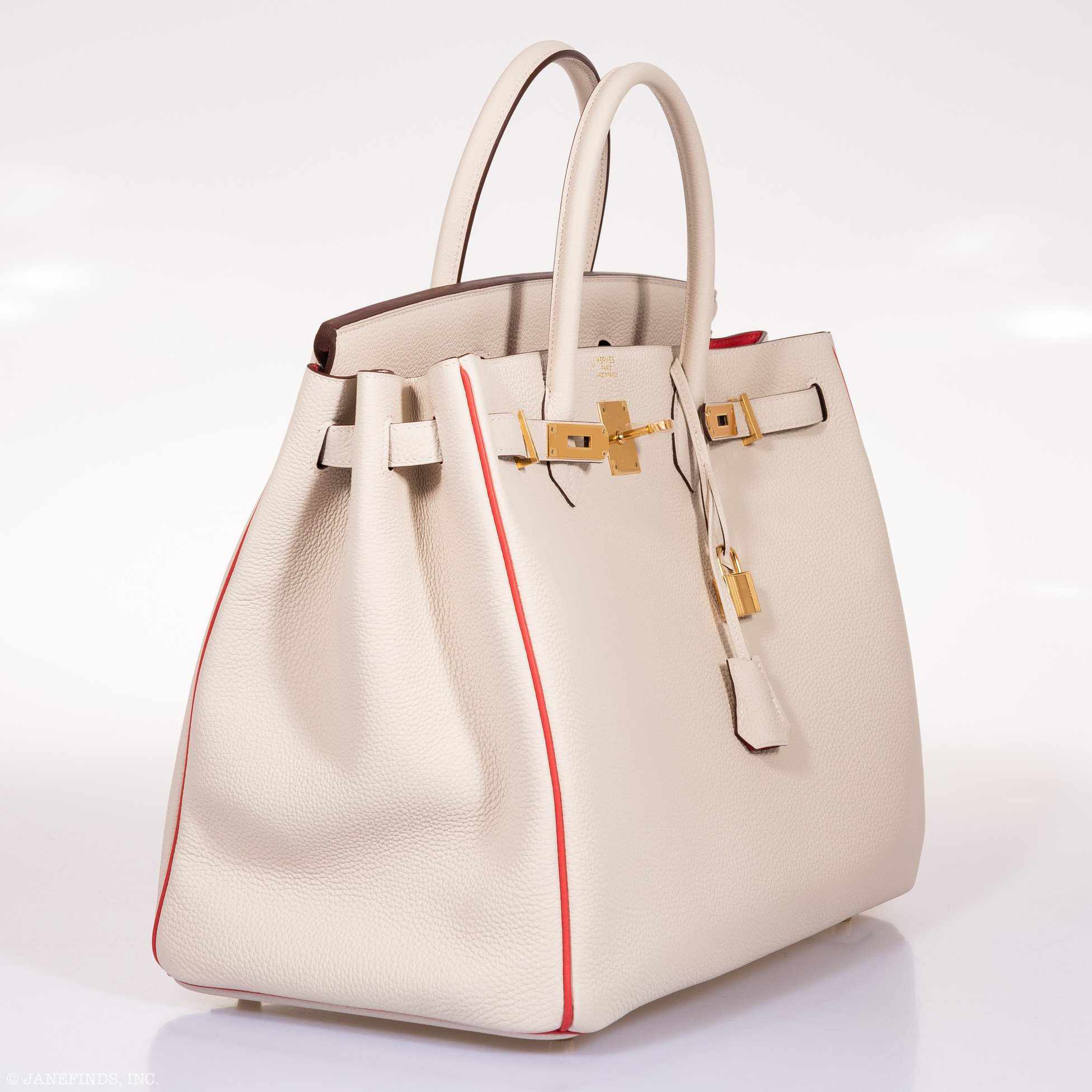 Hermès Birkin 40 HSS Craie And Vermillion Red Togo Gold Hardware