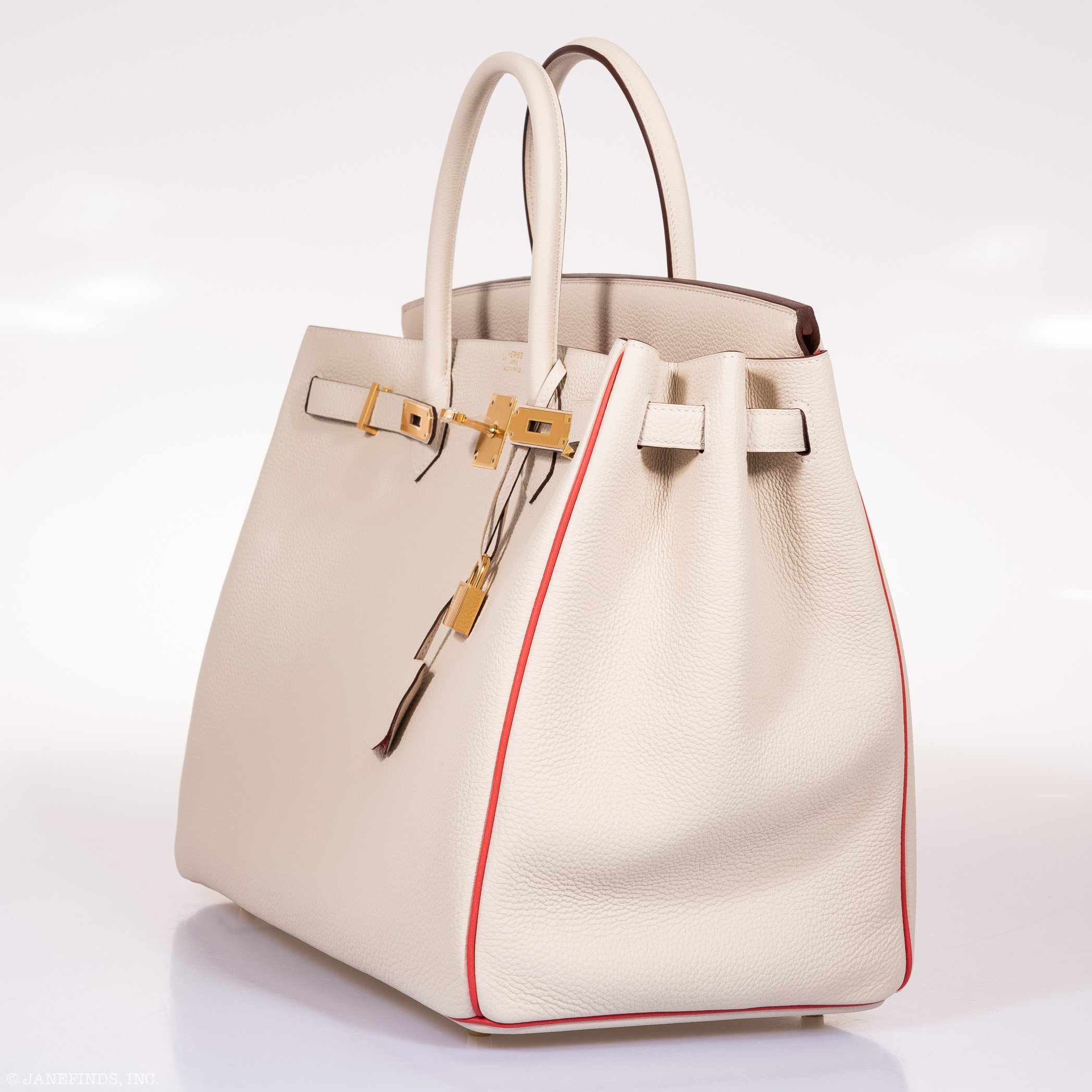 Hermès Birkin 40 HSS Craie And Vermillion Red Togo Gold Hardware