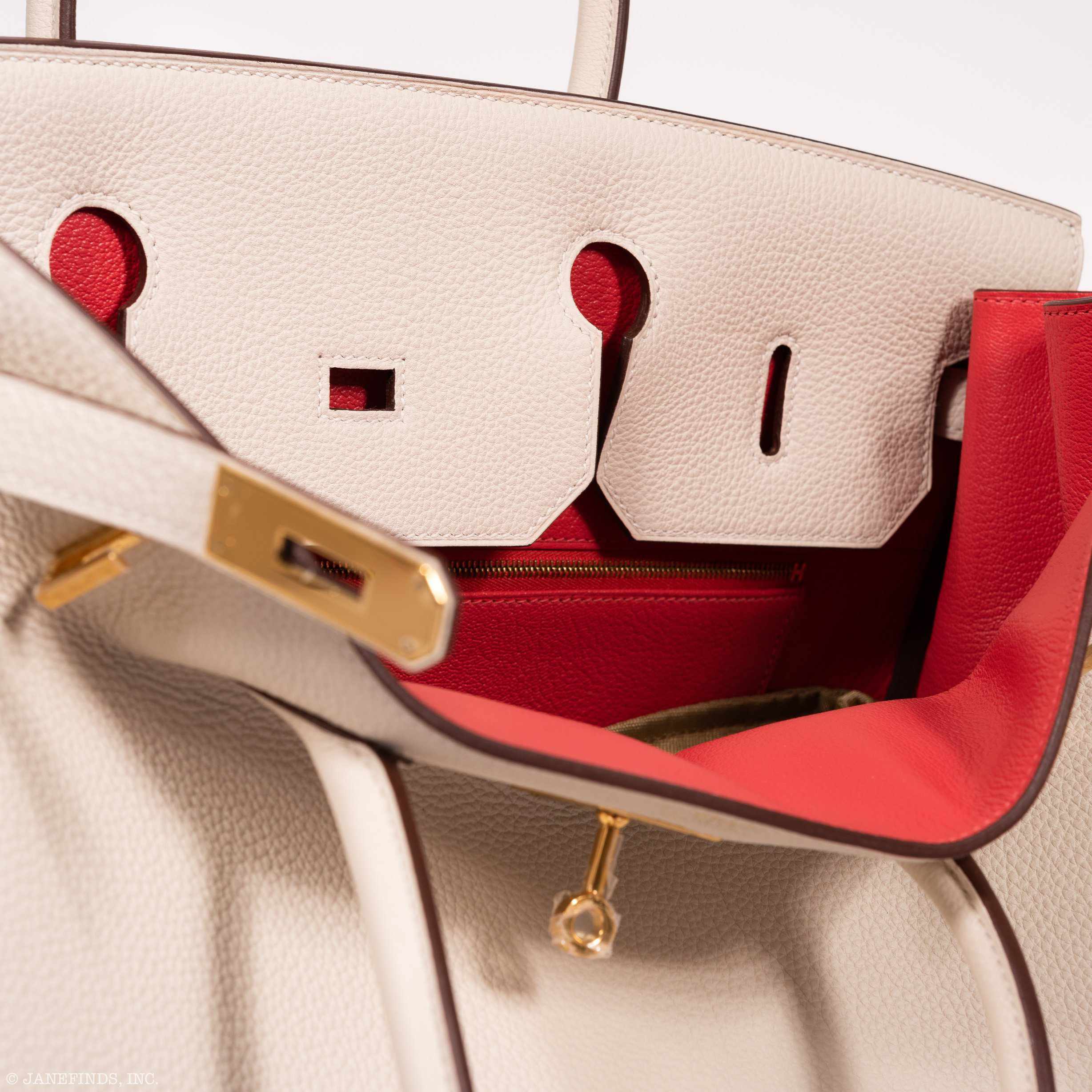 Hermès Birkin 40 HSS Craie And Vermillion Red Togo Gold Hardware