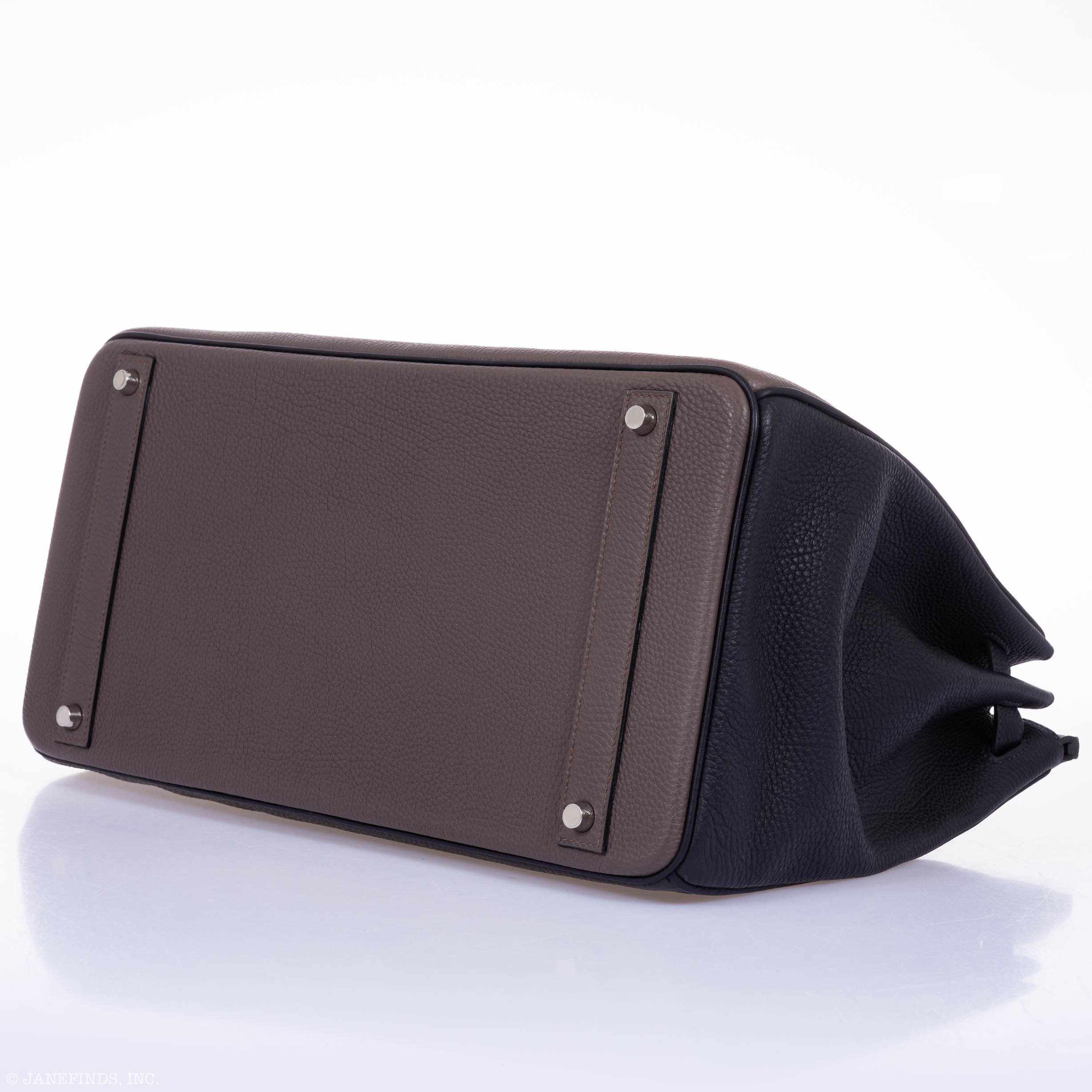 Hermès Birkin 40 HSS Etain Vert Fonce And Black Togo Palladium Hardware