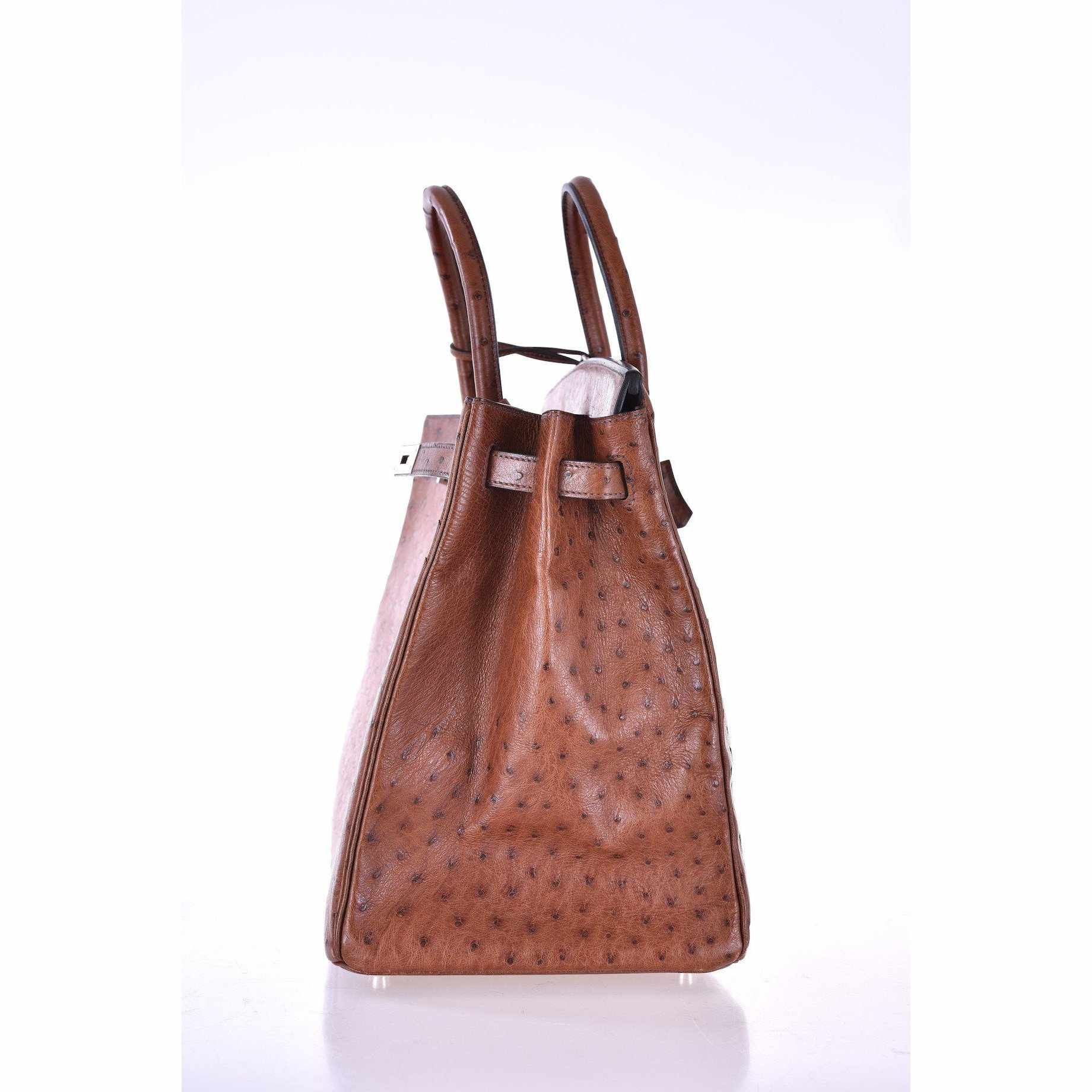 Hermès Birkin 40 Noisette Chevre Leather Beige Ostrich Palladium Hardware