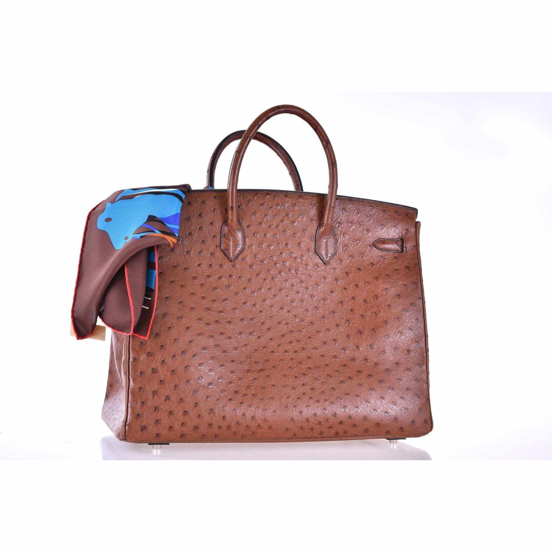 Hermès Birkin 40 Noisette Chevre Leather Beige Ostrich Palladium Hardware