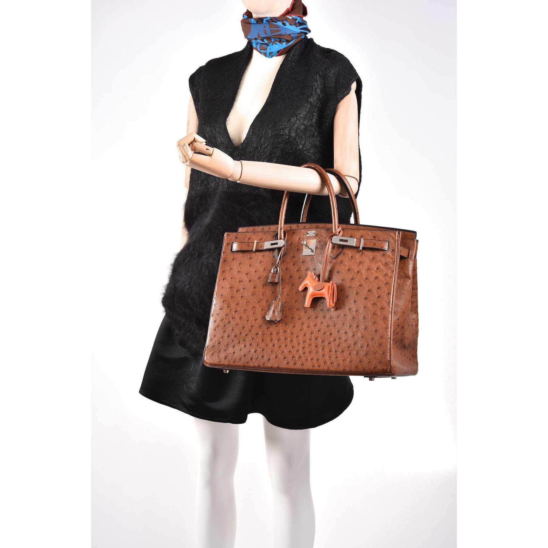 Hermès Birkin 40 Noisette Chevre Leather Beige Ostrich Palladium Hardware
