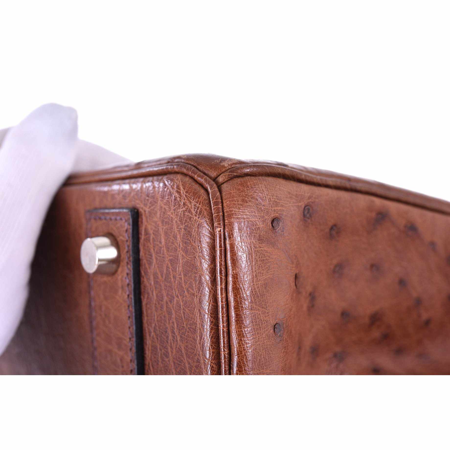 Hermès Birkin 40 Noisette Chevre Leather Beige Ostrich Palladium Hardware