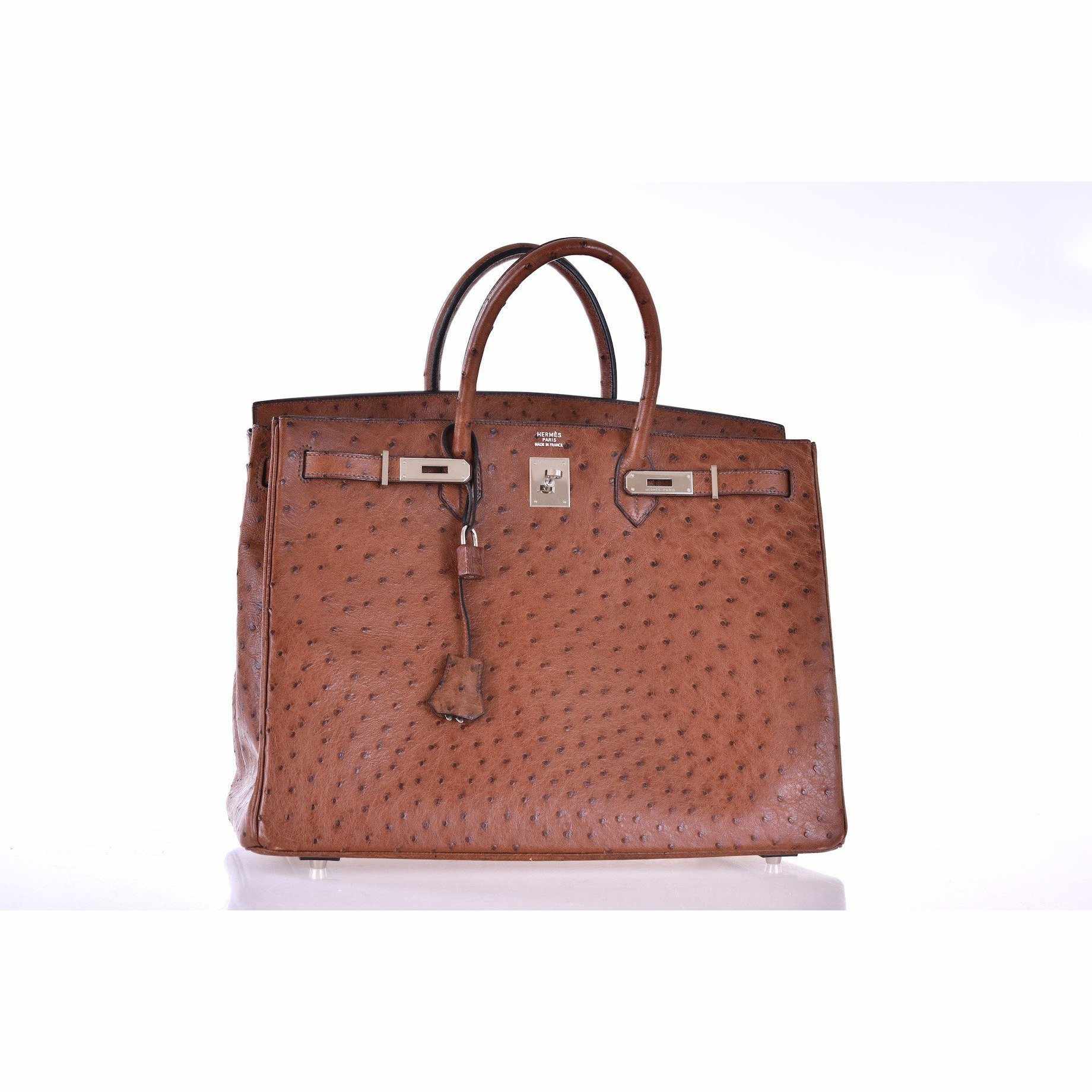 Hermès Birkin 40 Noisette Chevre Leather Beige Ostrich Palladium Hardware