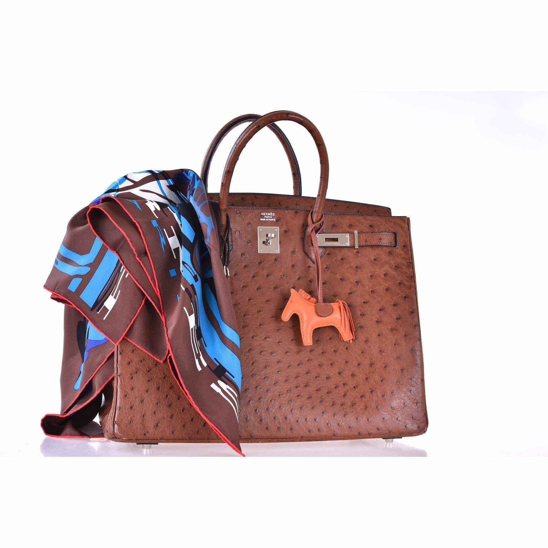 Hermès Birkin 40 Noisette Chevre Leather Beige Ostrich Palladium Hardware