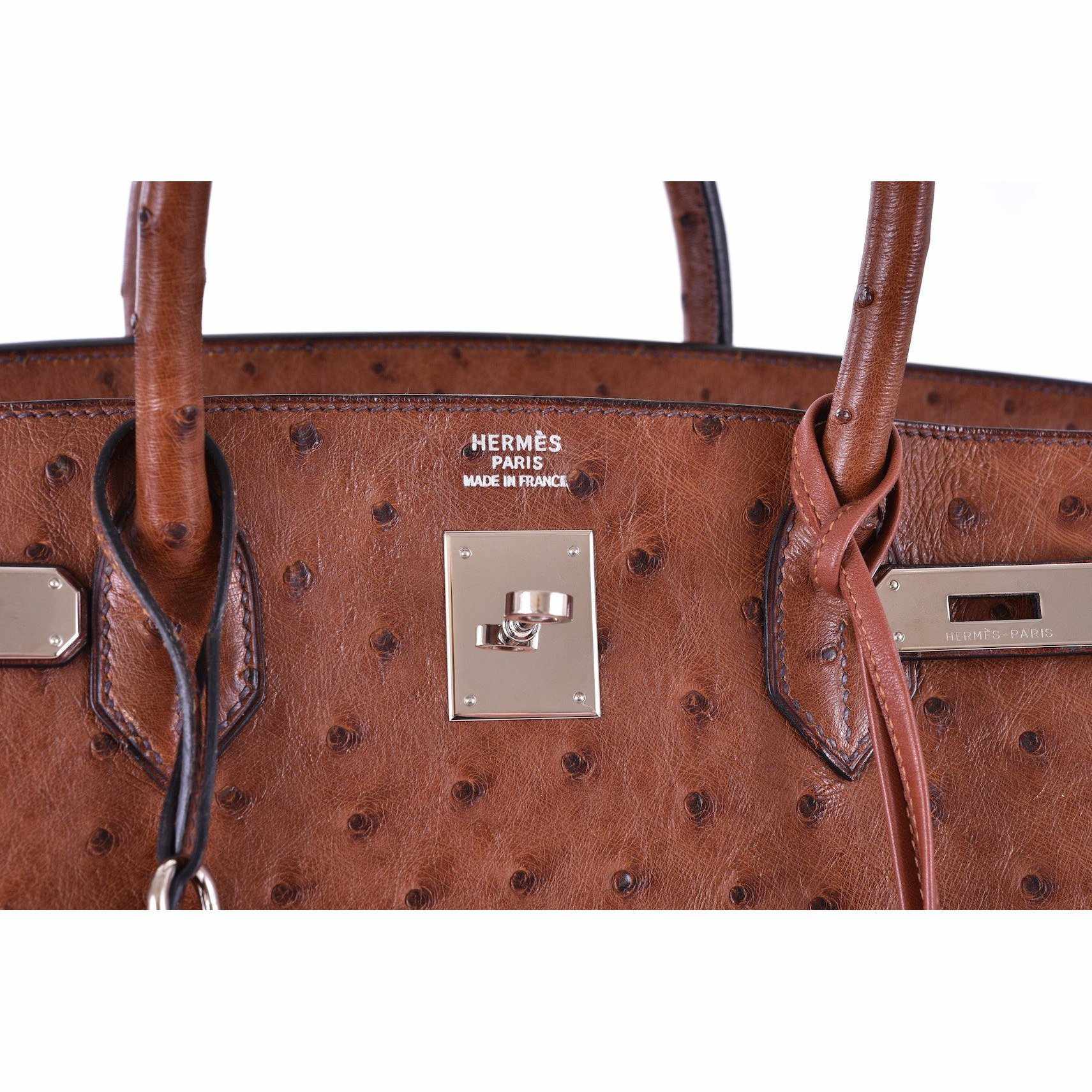 Hermès Birkin 40 Noisette Chevre Leather Beige Ostrich Palladium Hardware