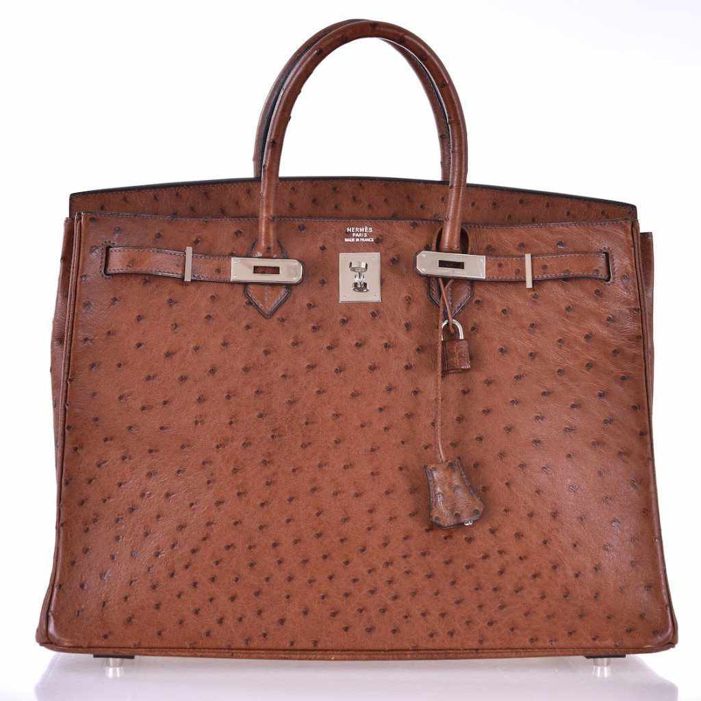 Hermes Birkin Bag Ostrich Leather Gold Hardware In Beige