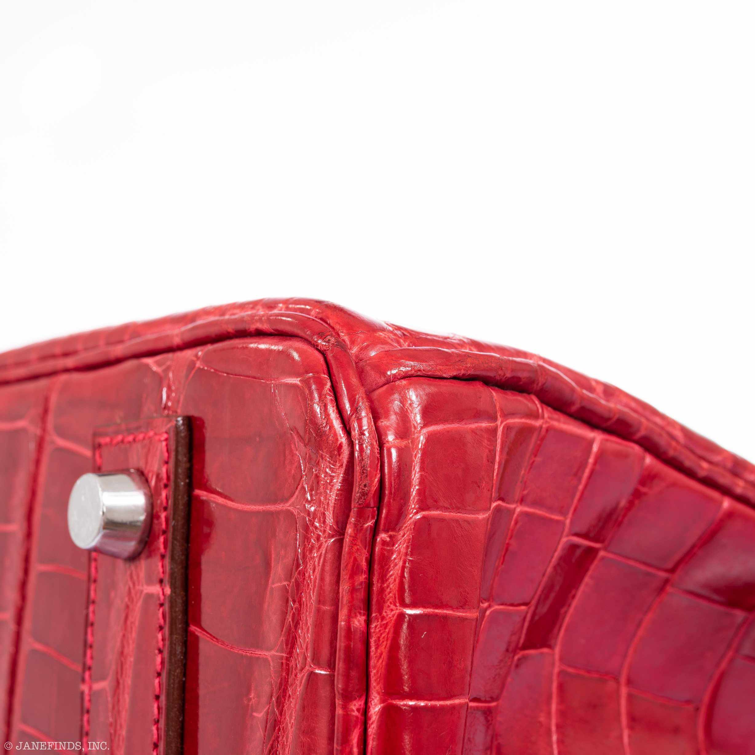 Hermès Birkin 40 Red Braise Porosus Crocodile Palladium Hardware