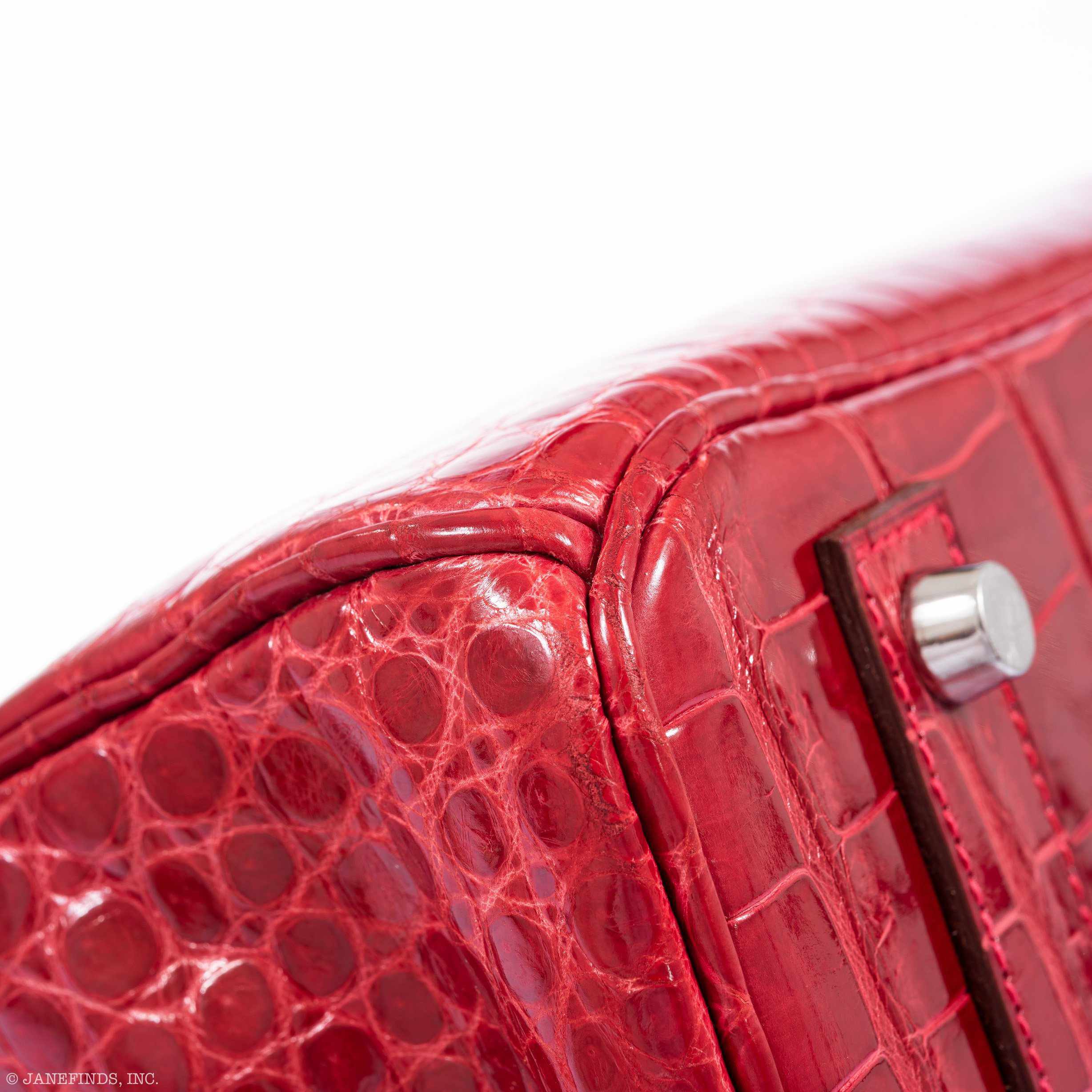 Hermès Birkin 40 Red Braise Porosus Crocodile Palladium Hardware