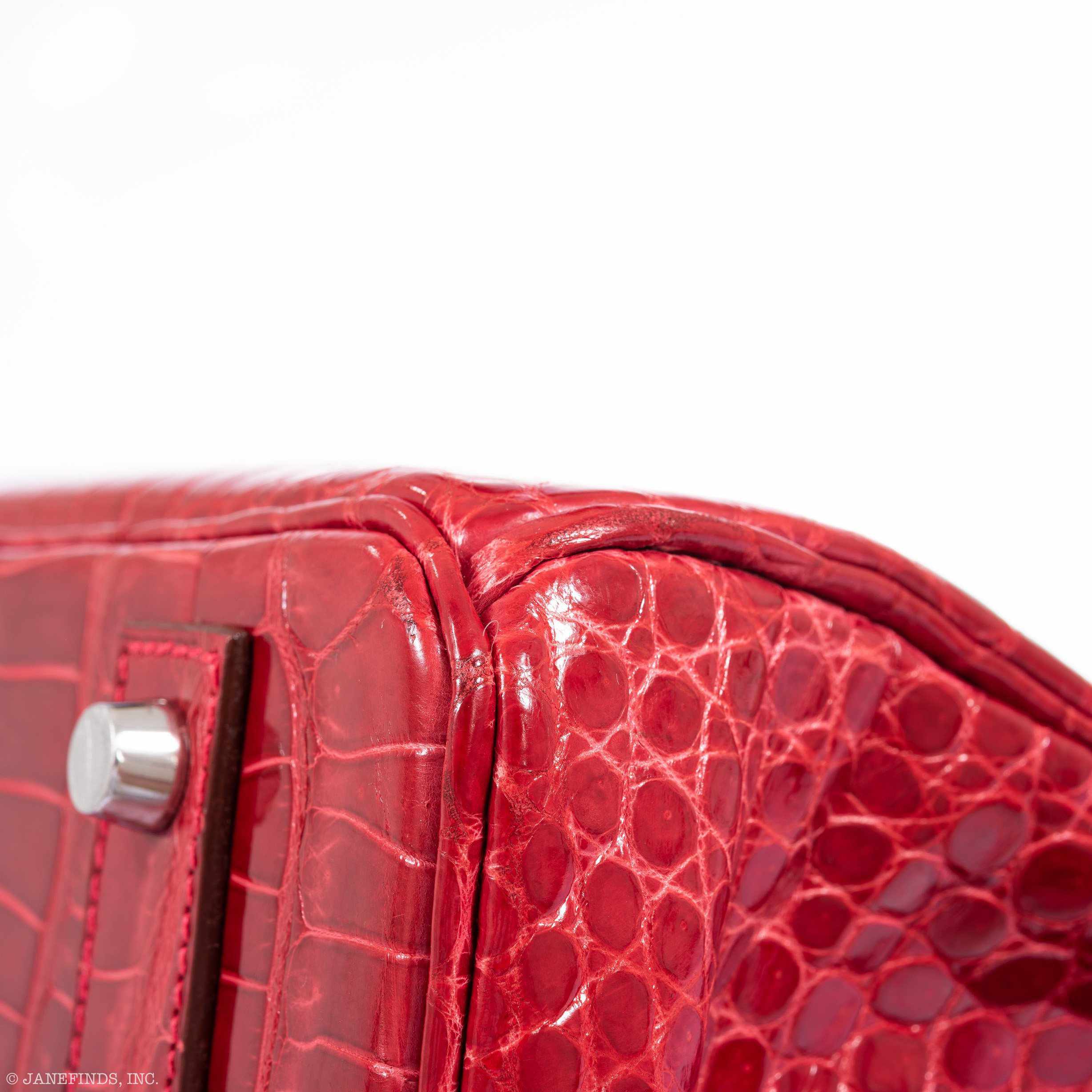 Hermès Birkin 40 Red Braise Porosus Crocodile Palladium Hardware