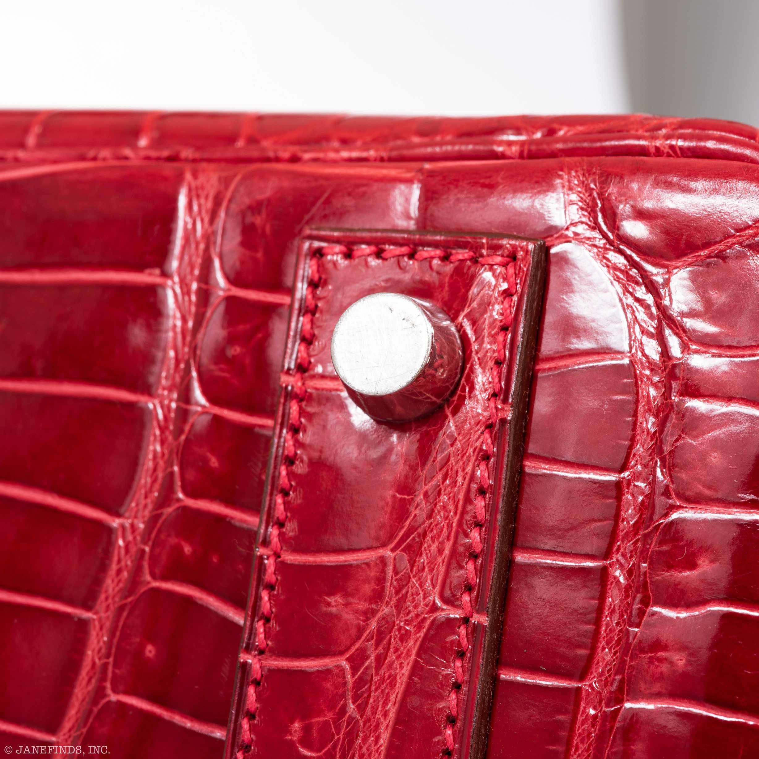 Hermès Birkin 40 Red Braise Porosus Crocodile Palladium Hardware