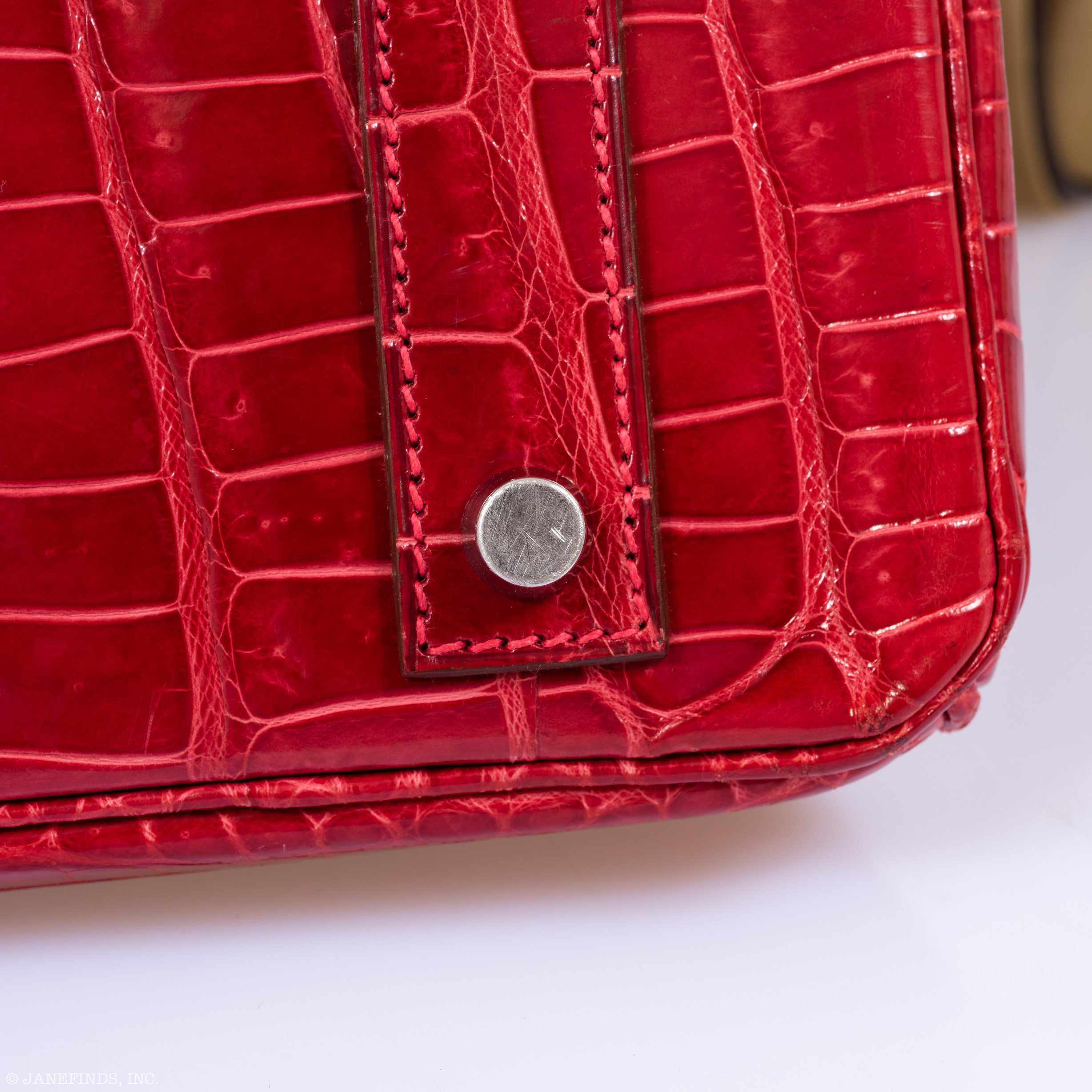 Hermès Birkin 40 Red Braise Porosus Crocodile Palladium Hardware