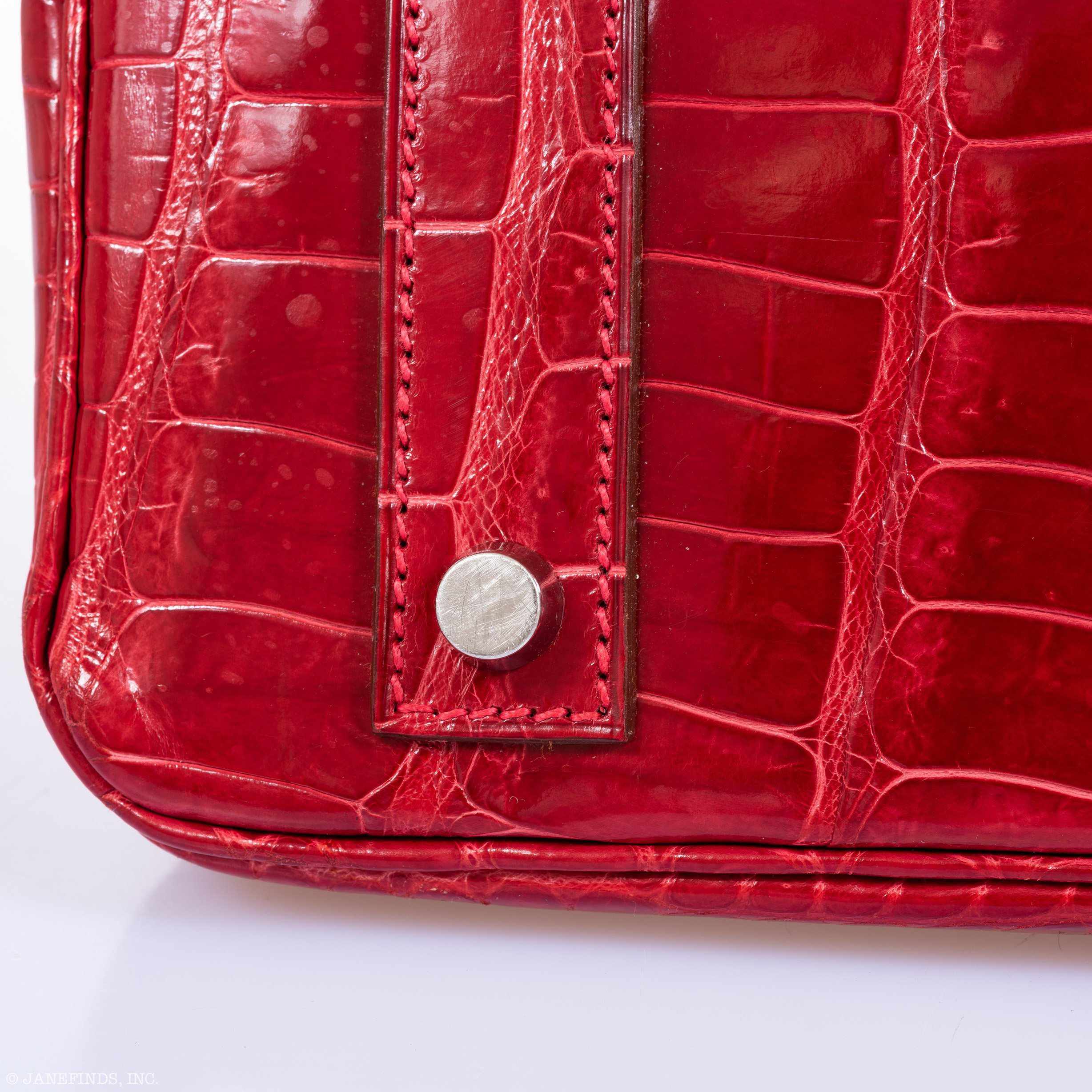 Hermès Birkin 40 Red Braise Porosus Crocodile Palladium Hardware