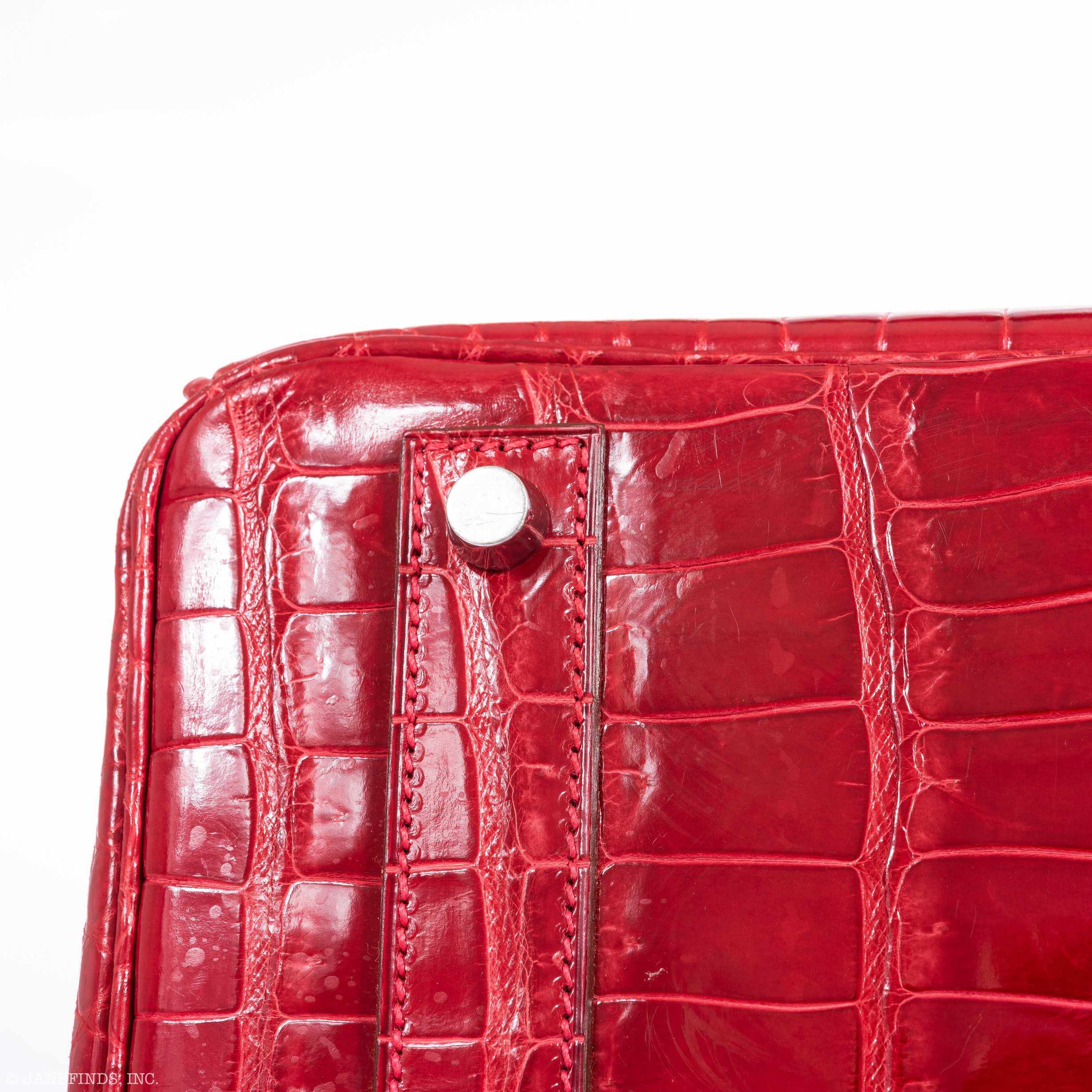 Hermès Birkin 40 Red Braise Porosus Crocodile Palladium Hardware