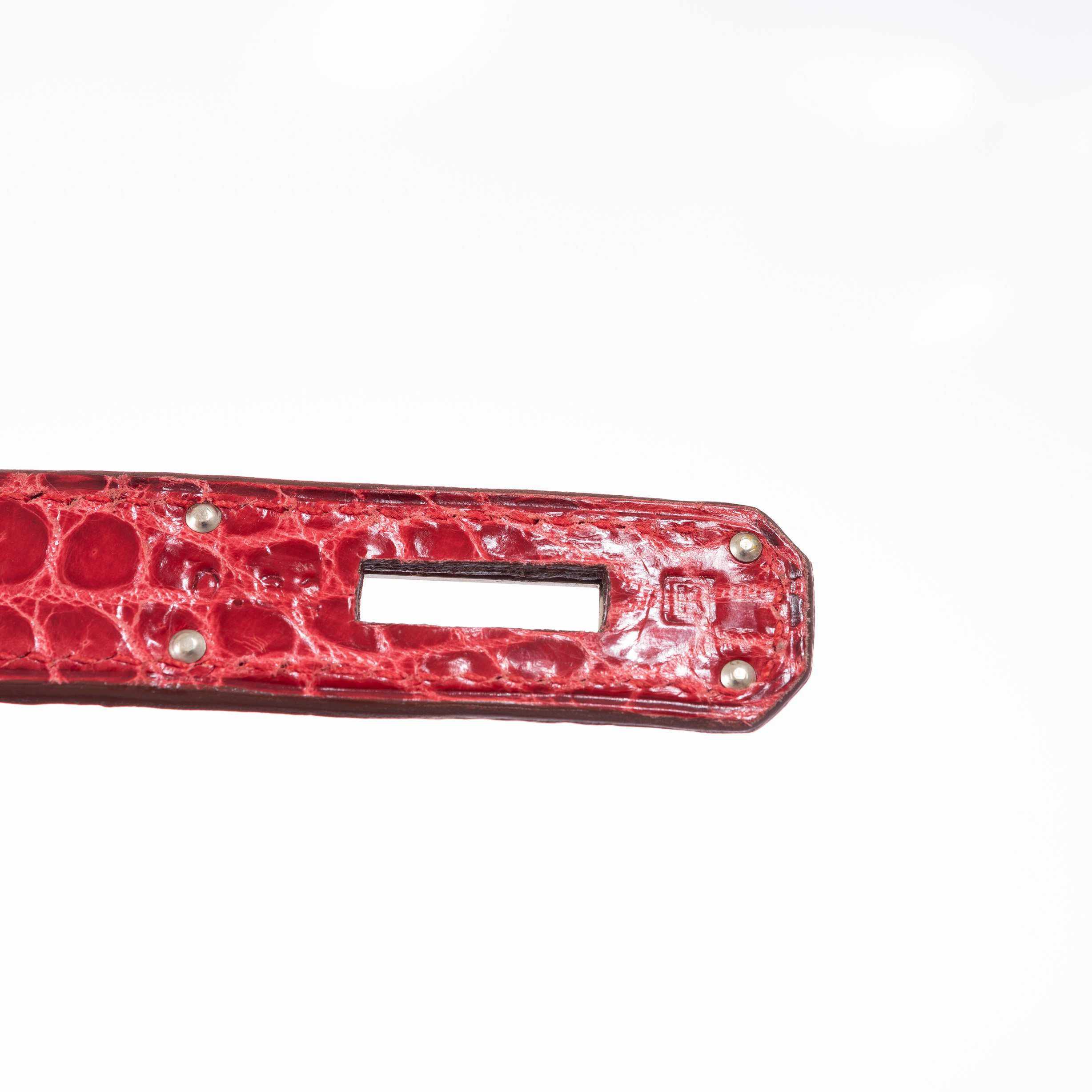 Hermès Birkin 40 Red Braise Porosus Crocodile Palladium Hardware