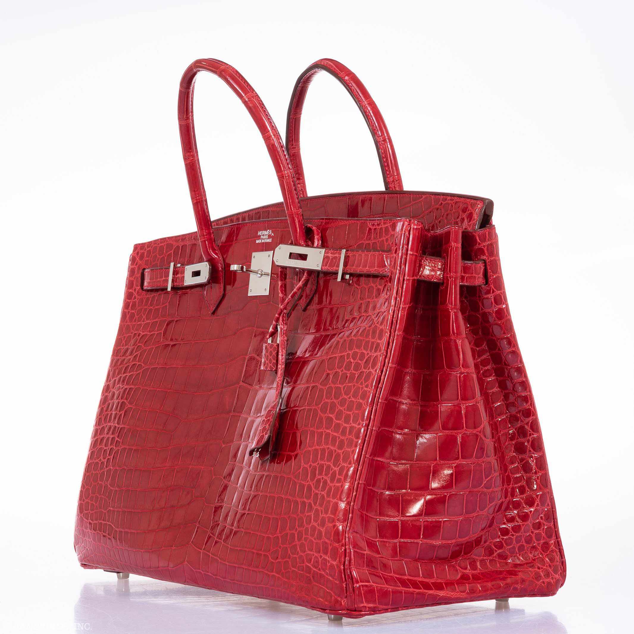 Hermès Birkin 40 Red Braise Porosus Crocodile Palladium Hardware