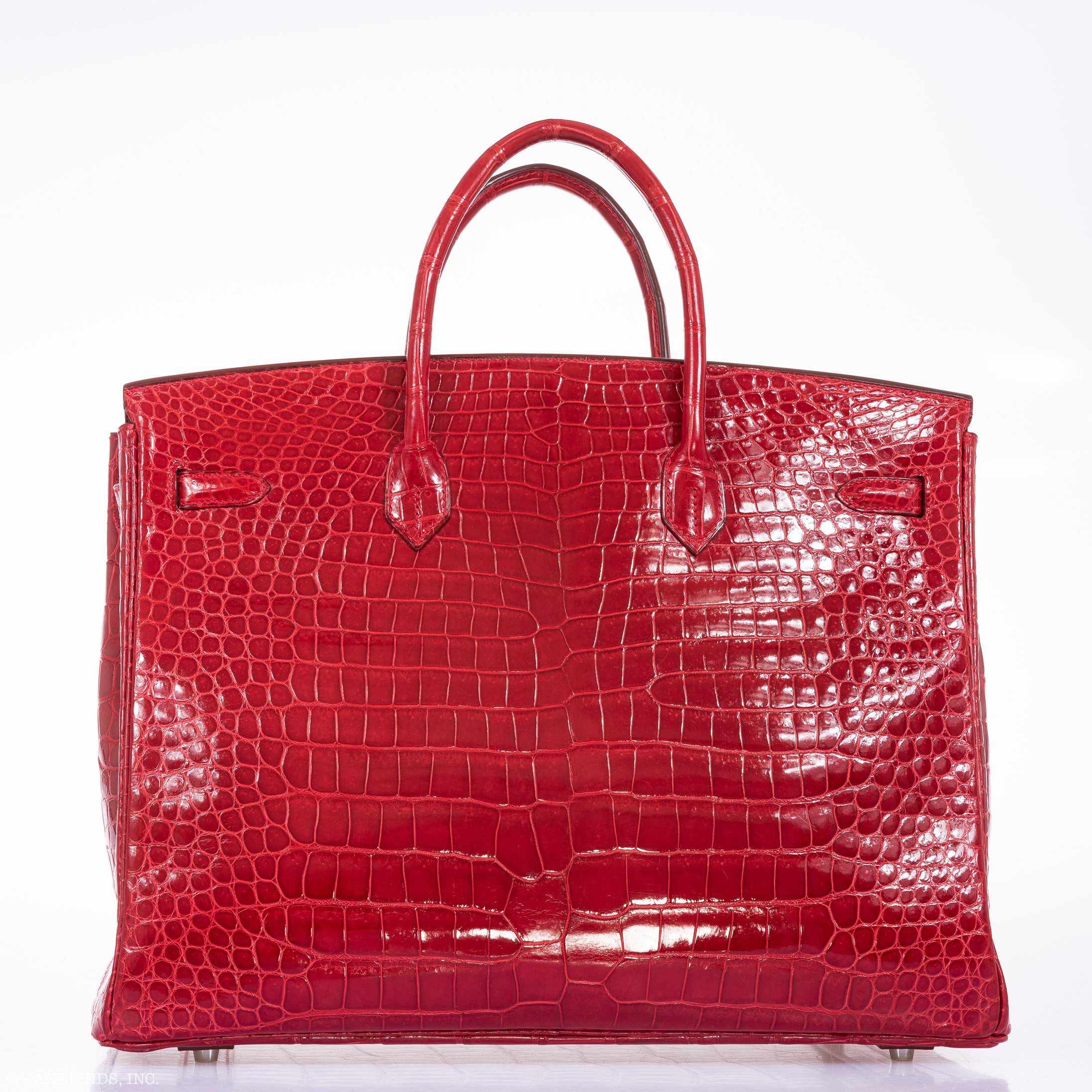 Hermès Birkin 40 Red Braise Porosus Crocodile Palladium Hardware