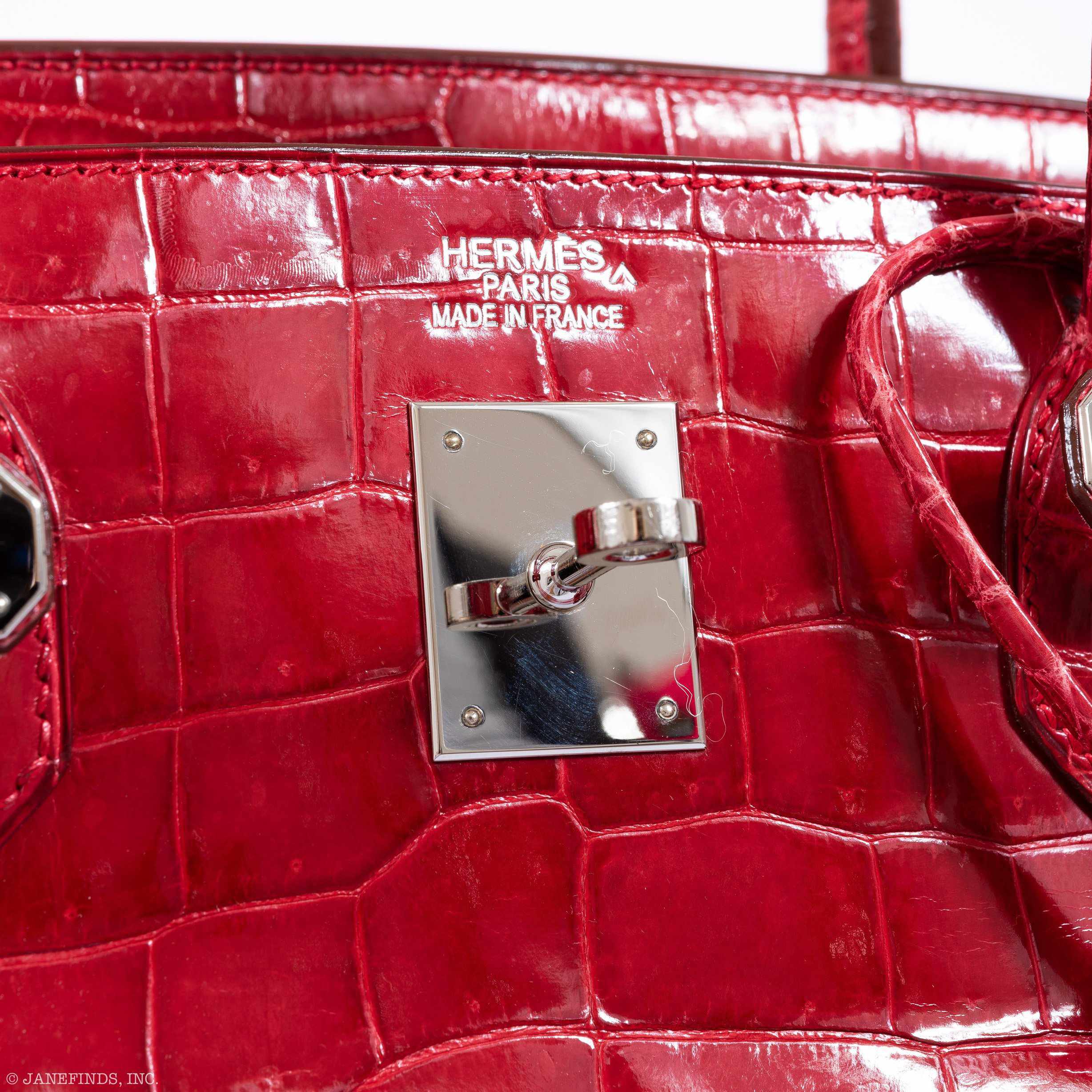 Hermès Birkin 40 Red Braise Porosus Crocodile Palladium Hardware
