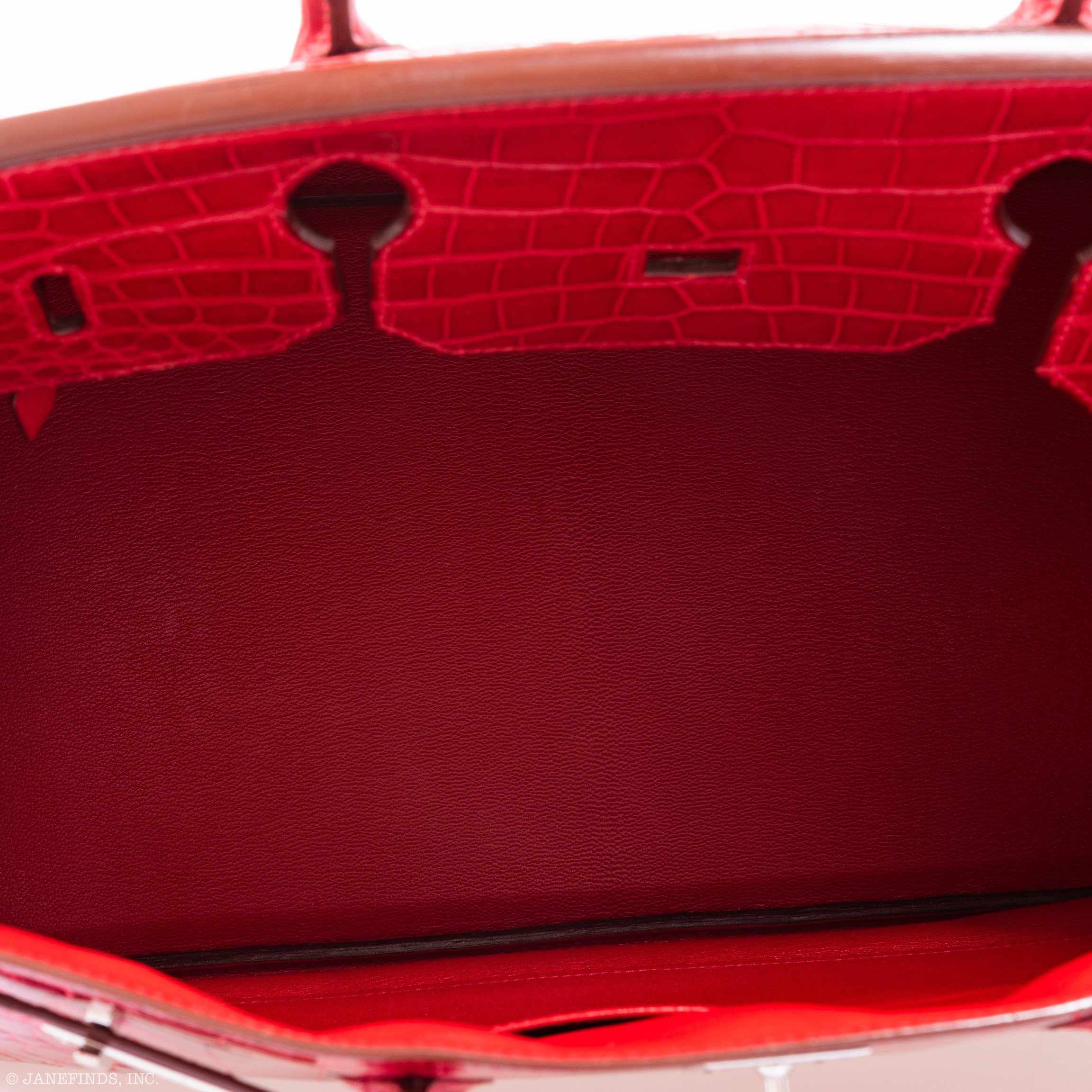 Hermès Birkin 40 Red Braise Porosus Crocodile Palladium Hardware
