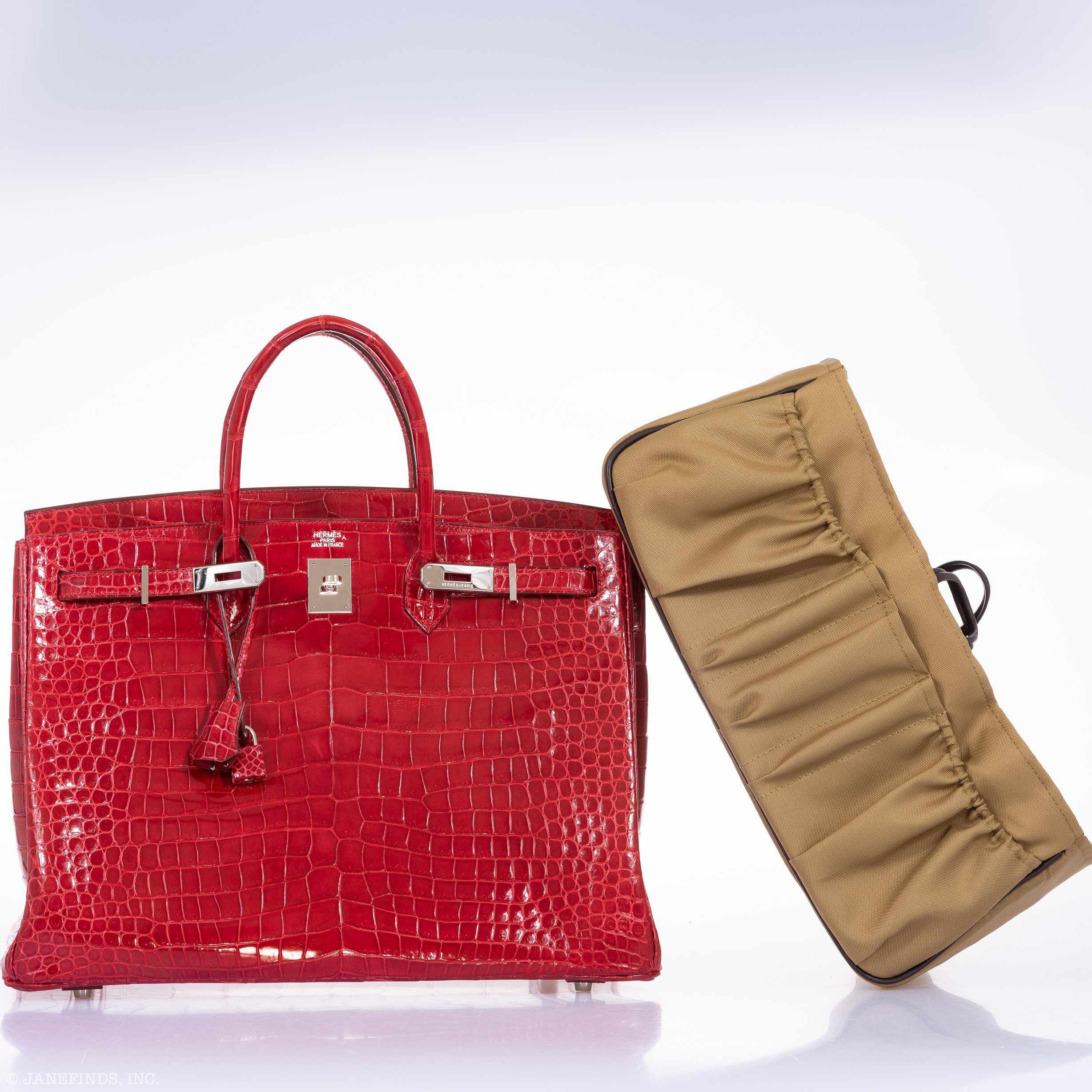 Hermès Birkin 40 Red Braise Porosus Crocodile Palladium Hardware