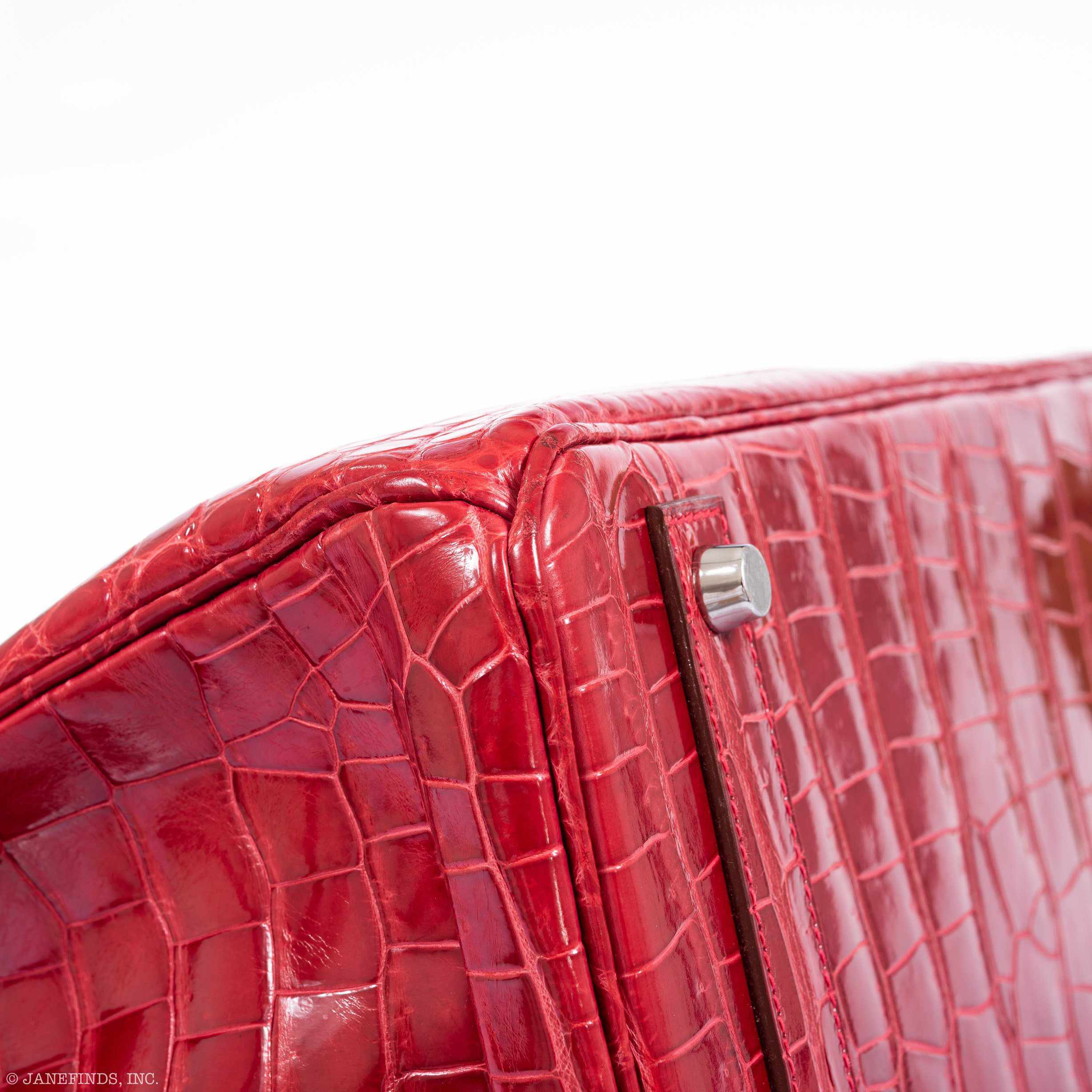 Hermès Birkin 40 Red Braise Porosus Crocodile Palladium Hardware