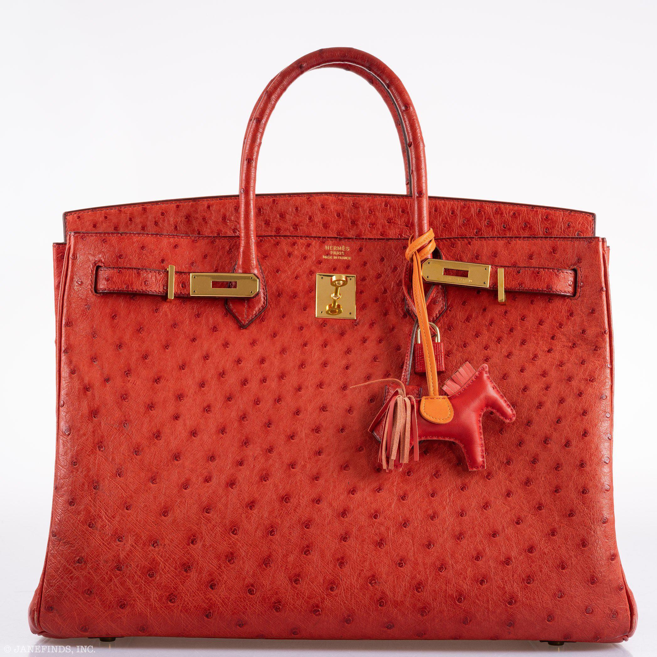 Hermès Birkin 40 Rouge Vif Ostrich with Gold Hardware