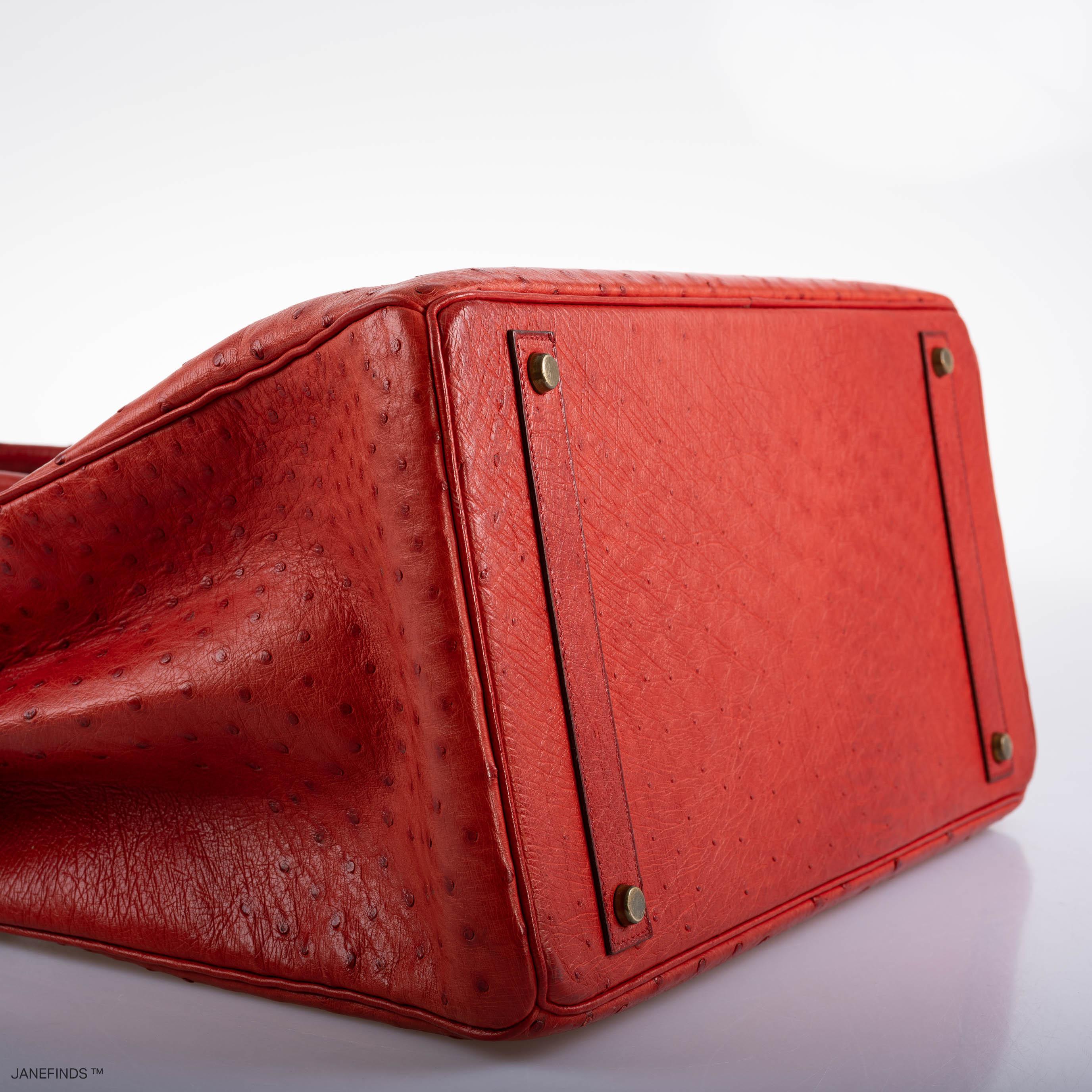 Hermès Birkin 40 Rouge Vif Ostrich with Gold Hardware