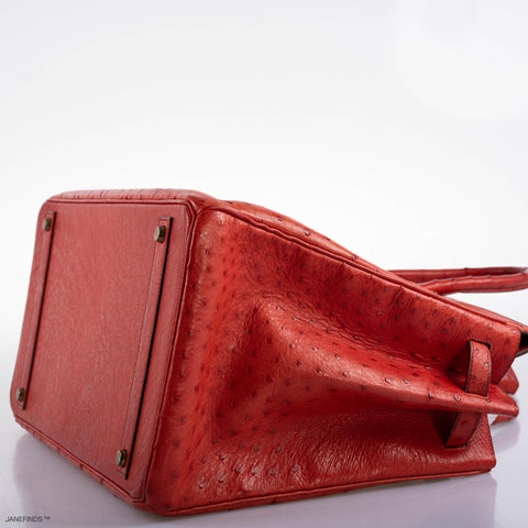 Hermès Birkin 40 Rouge Vif Ostrich with Gold Hardware