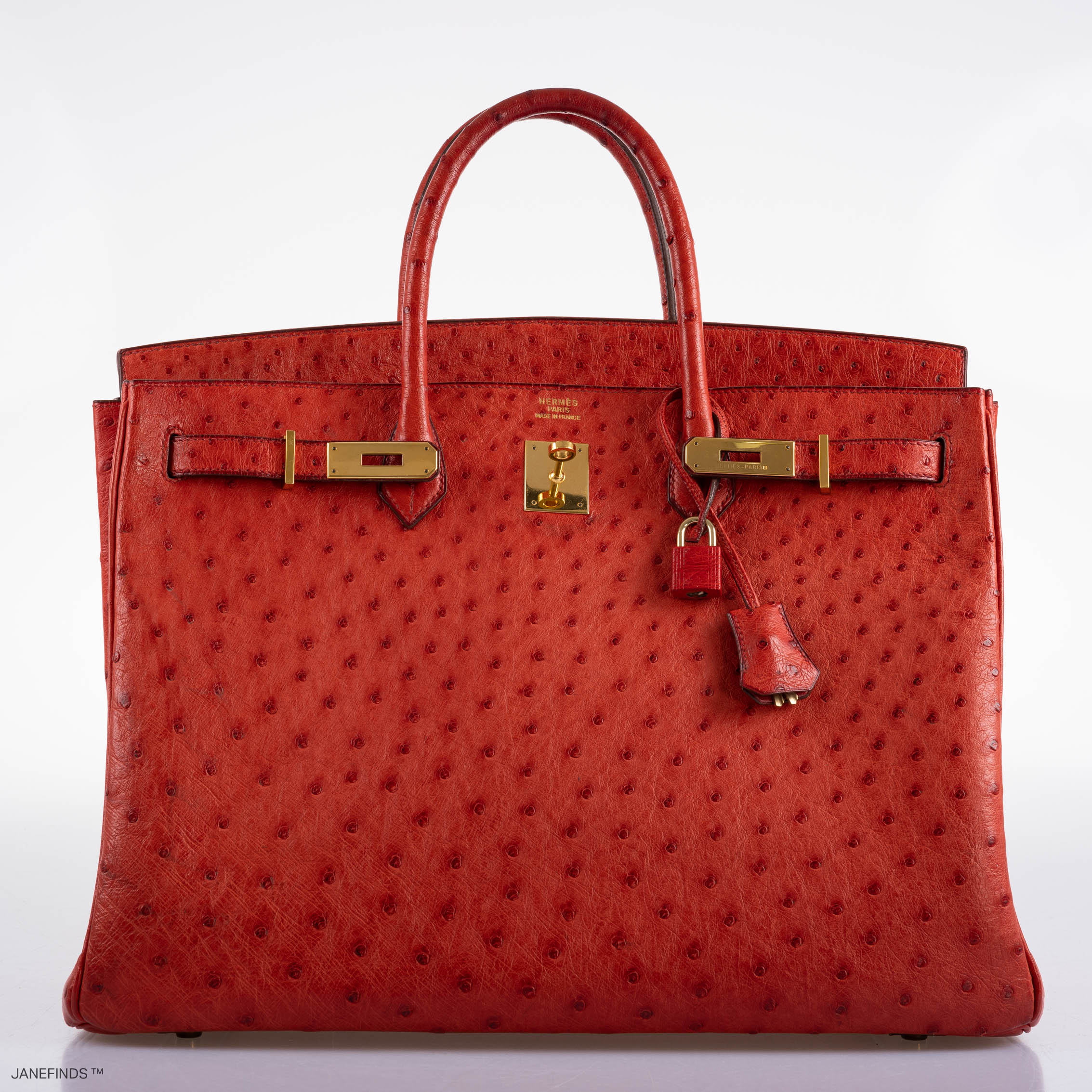 Hermès Birkin 40 Rouge Vif Ostrich with Gold Hardware