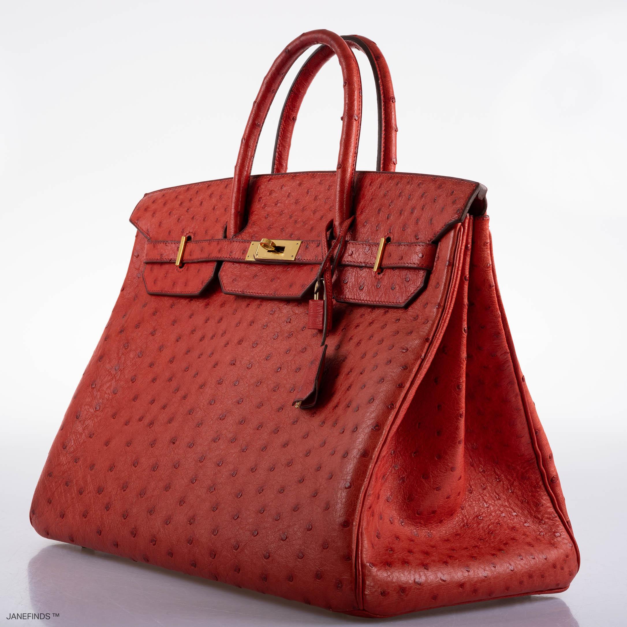Hermès Birkin 40 Rouge Vif Ostrich with Gold Hardware