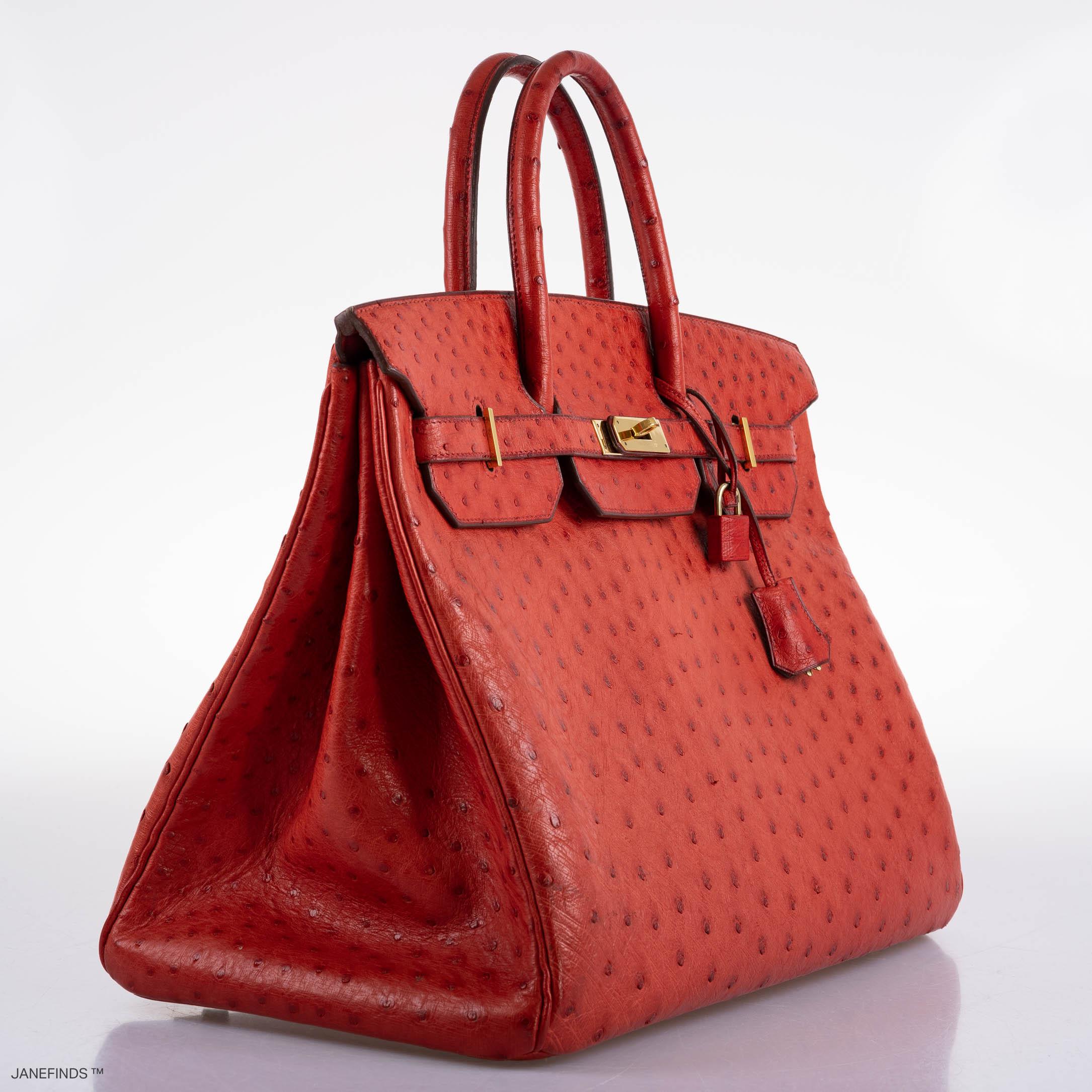 Hermès Birkin 40 Rouge Vif Ostrich with Gold Hardware
