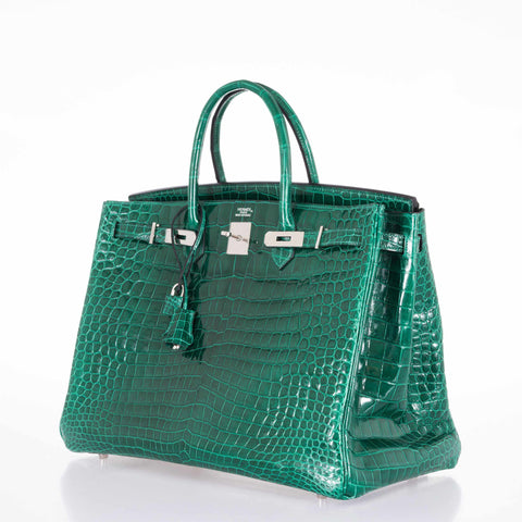 Hermès Birkin 40 Vert Emeraude (Emerald) Porosus Crocodile Palladium Hardware