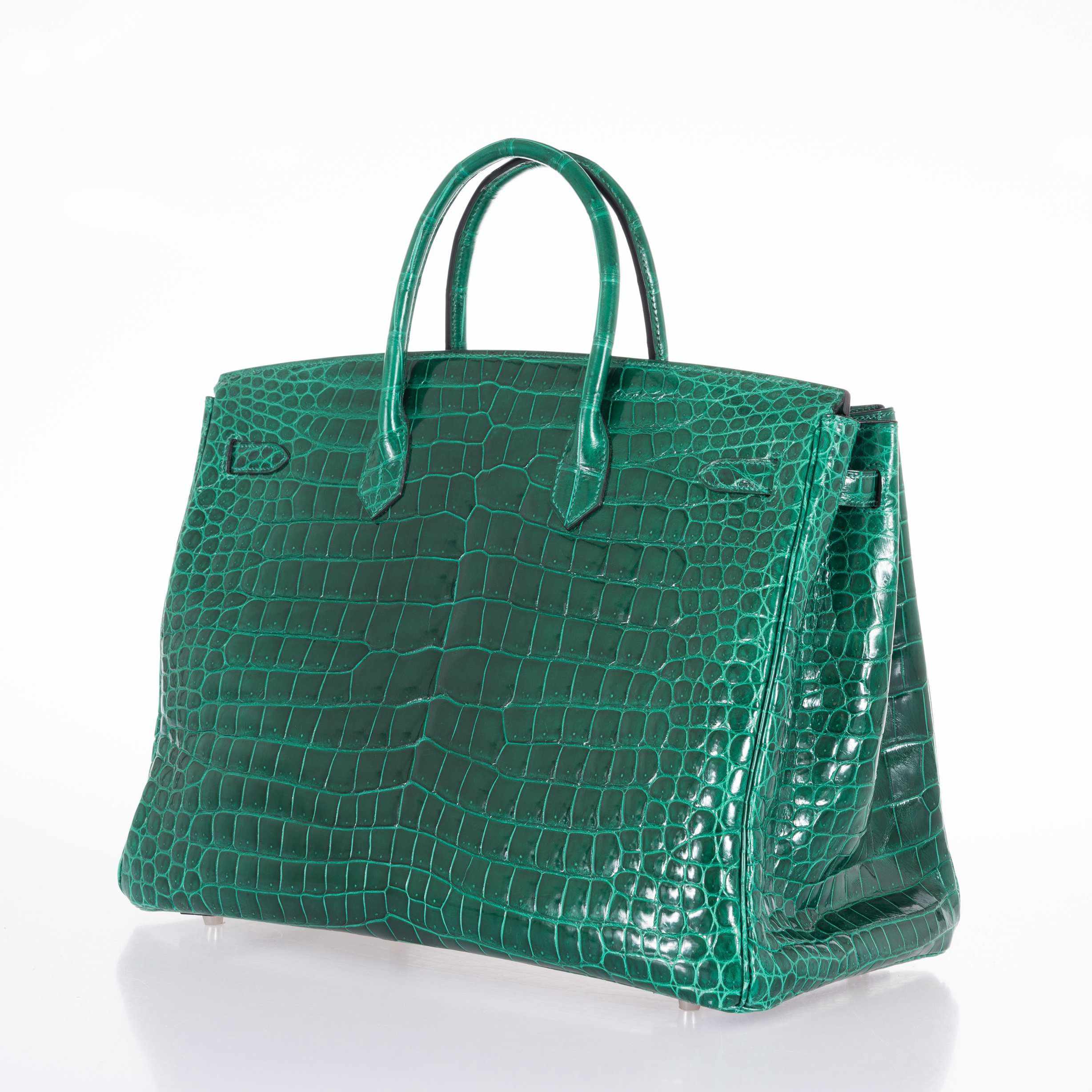 Hermès Birkin 40 Vert Émeraude Shiny Porosus Crocodile Palladium Hardware