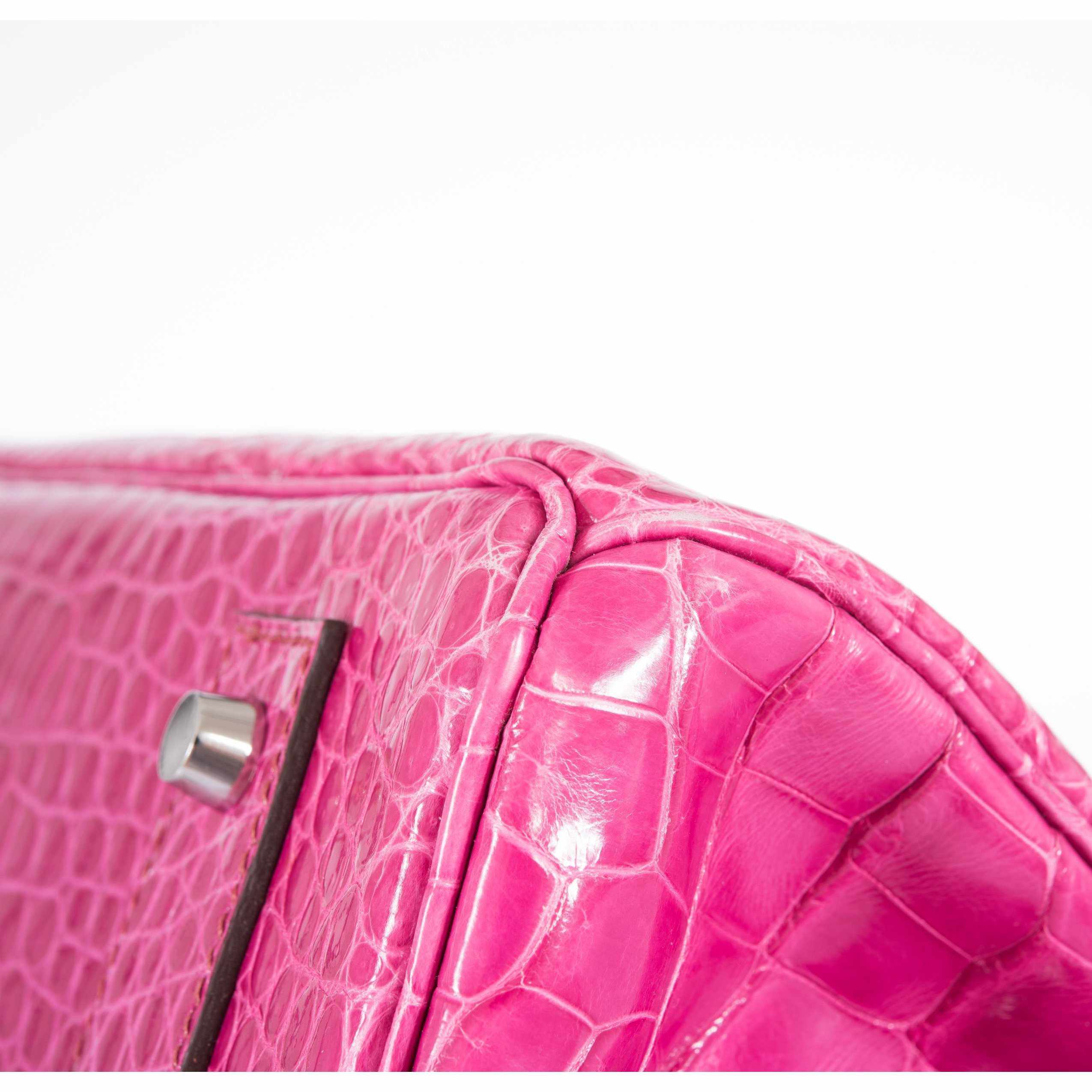 Hermès Birkin 42 "JPG Shoulder" Fuchsia Shiny Porosus Crocodile Palladium Hardware