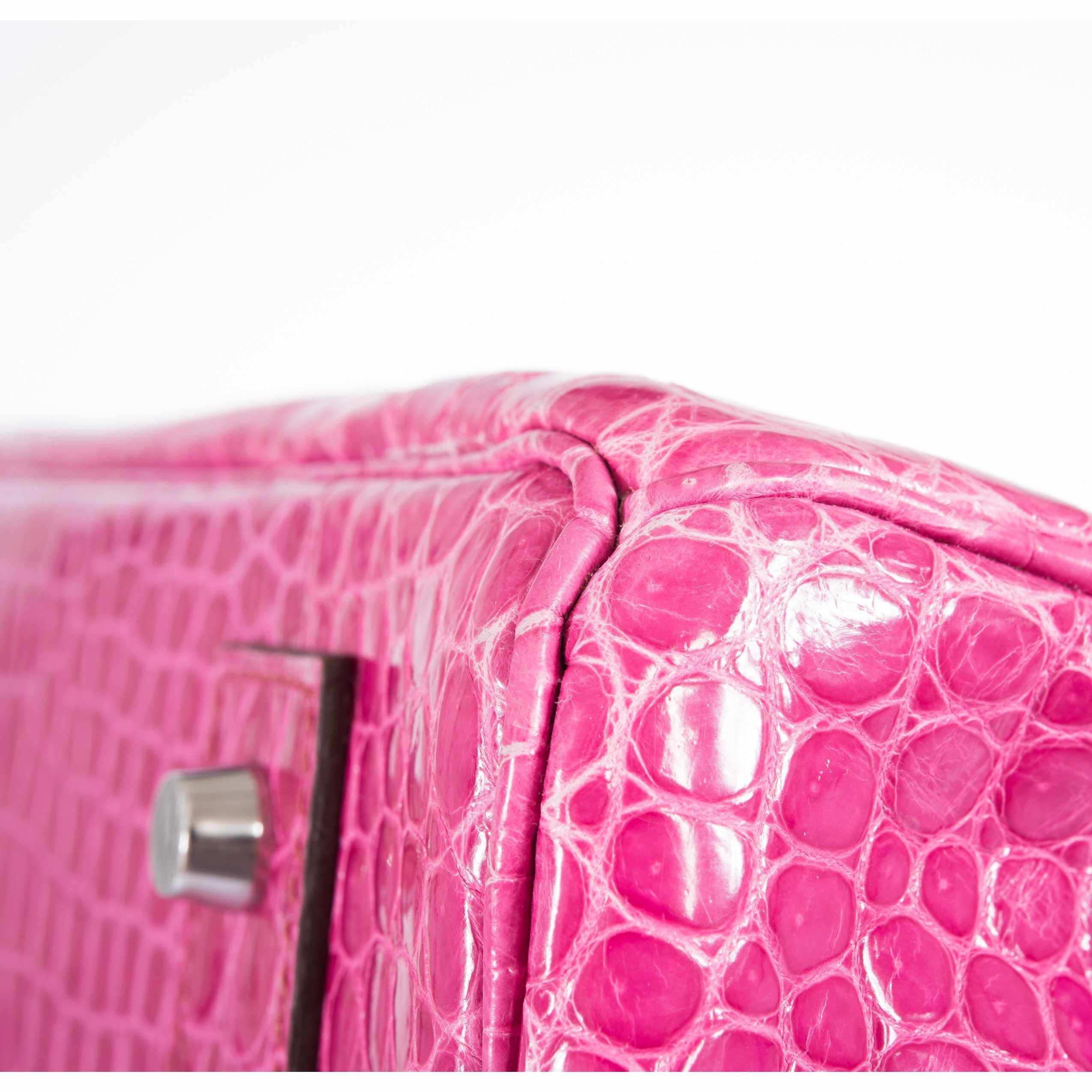 Hermès Birkin 42 "JPG Shoulder" Fuchsia Shiny Porosus Crocodile Palladium Hardware