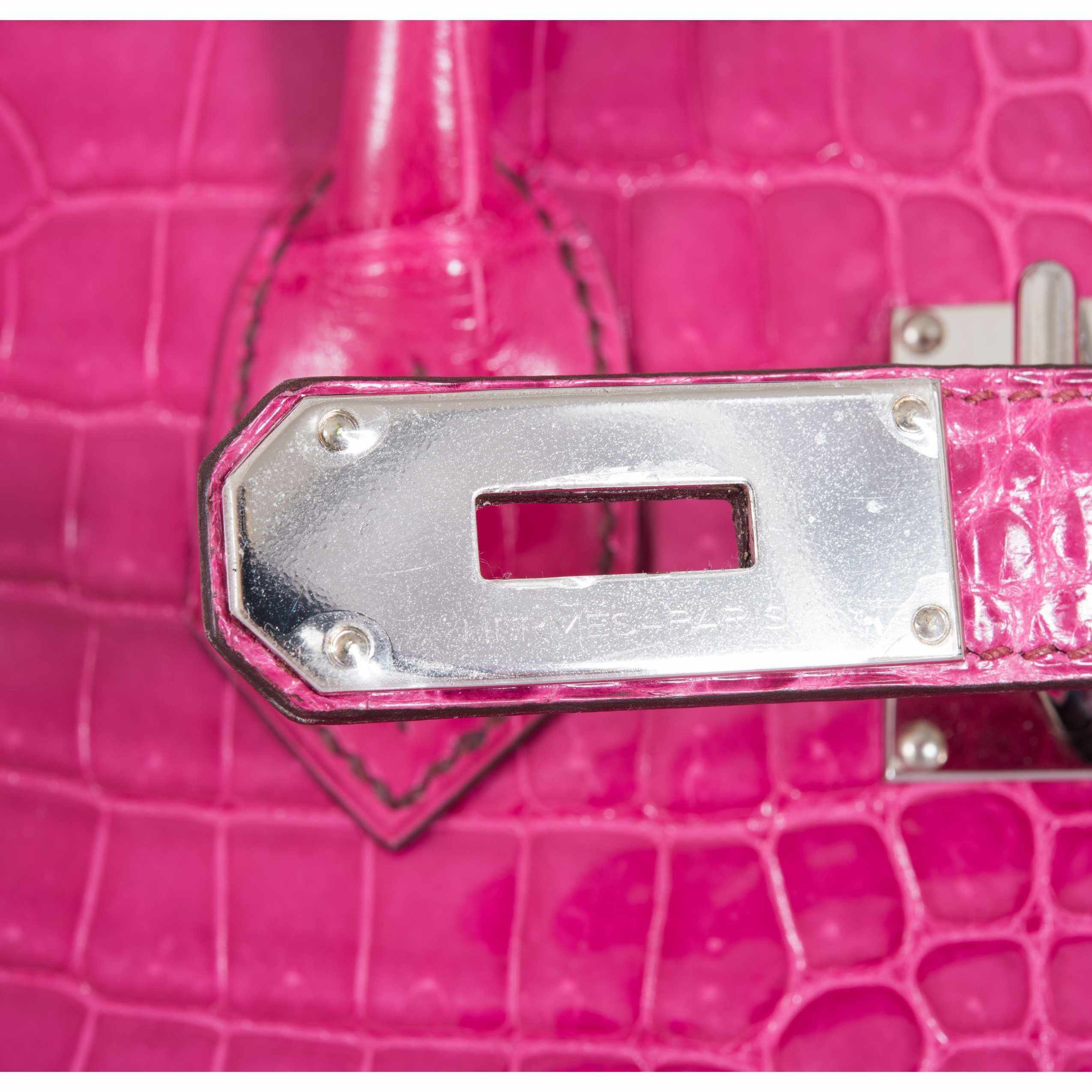 Hermès Birkin 42 "JPG Shoulder" Fuchsia Shiny Porosus Crocodile Palladium Hardware