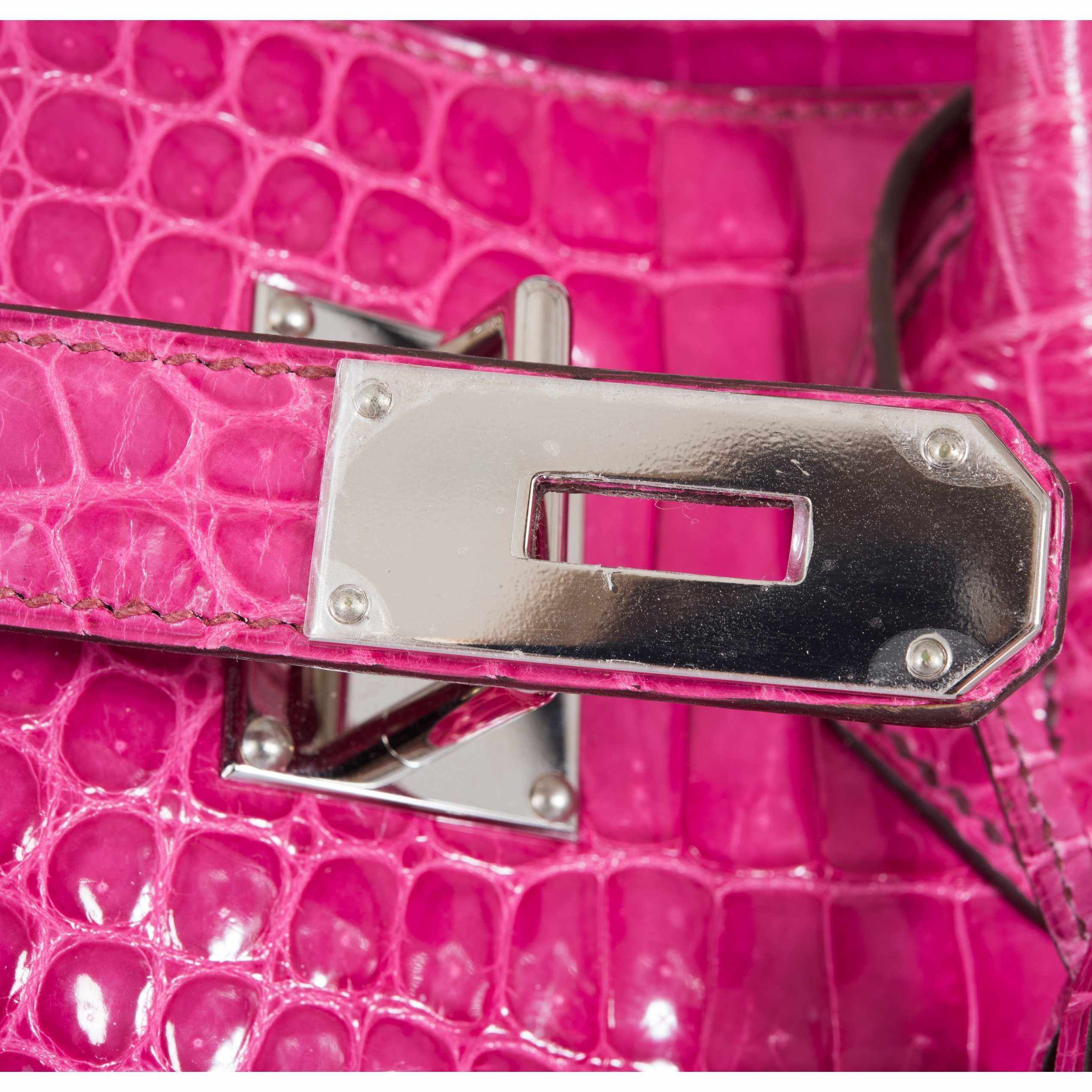 Hermès Birkin 42 "JPG Shoulder" Fuchsia Shiny Porosus Crocodile Palladium Hardware